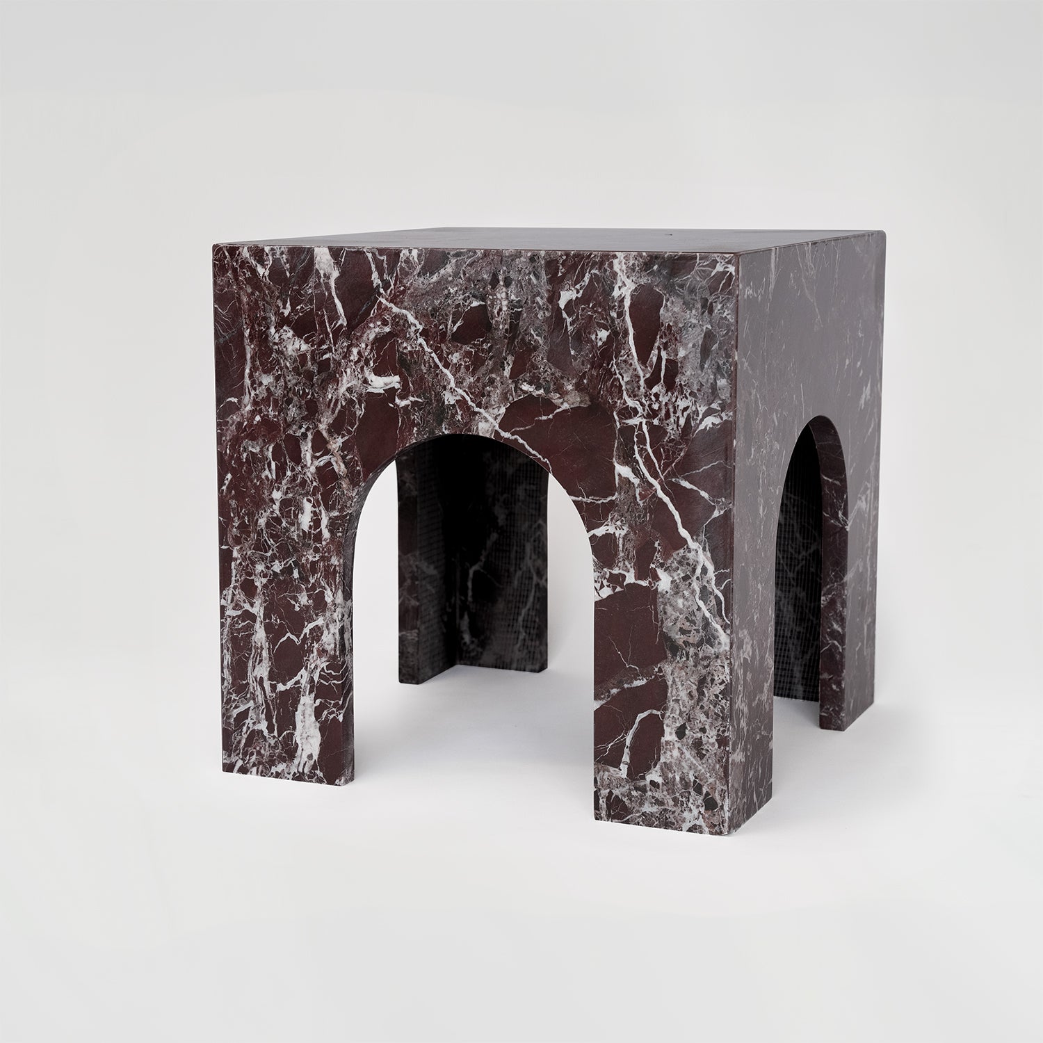 Rosso Levanto Marble Arch Side Table