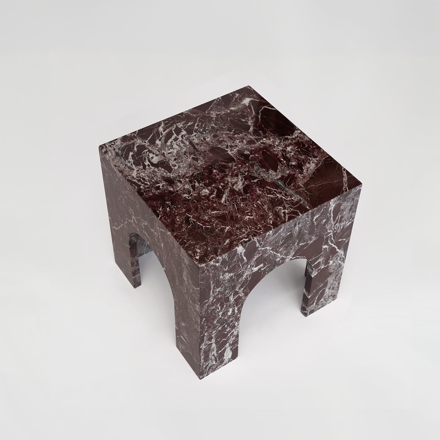 Rosso Levanto Marble Arch Side Table