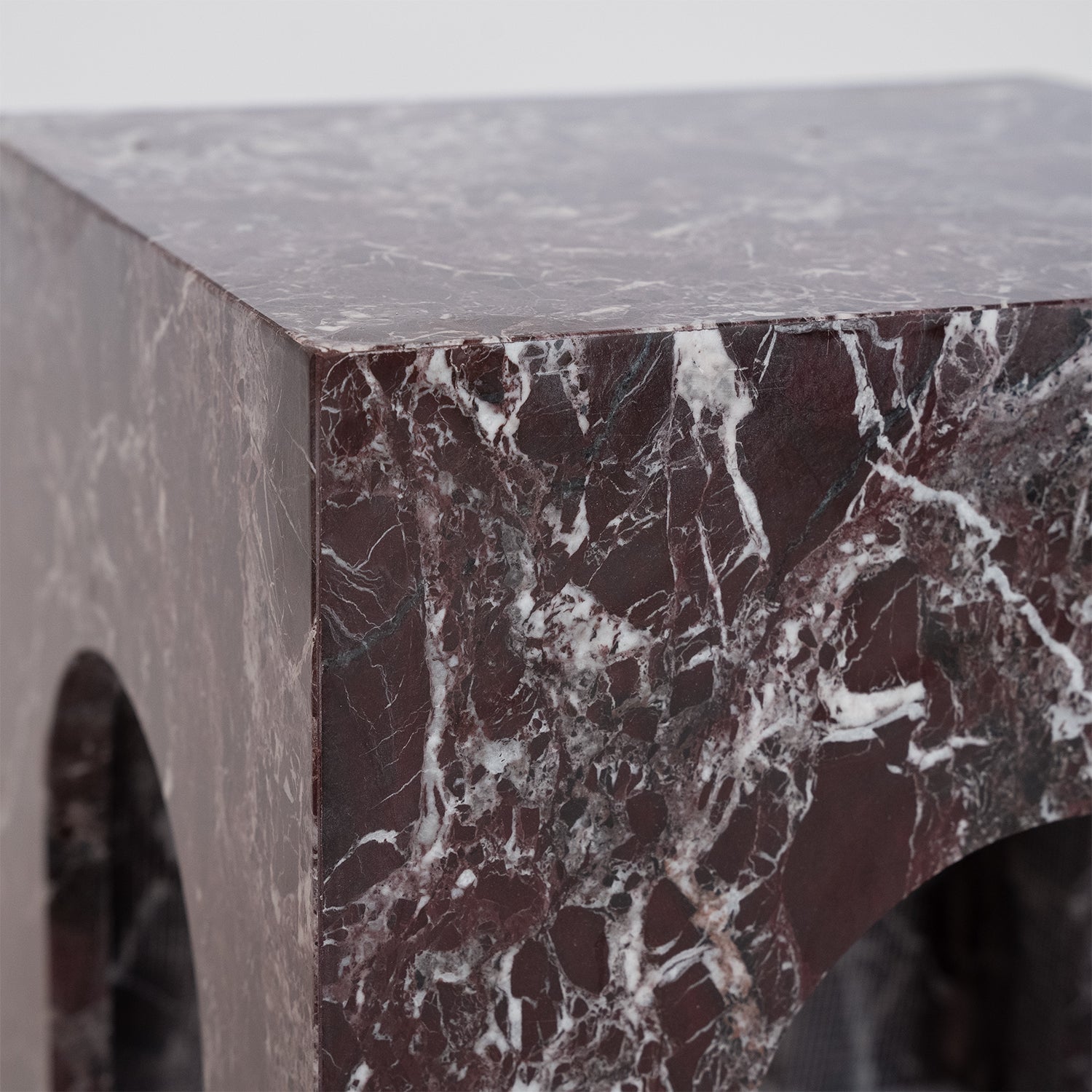 Rosso Levanto Marble Arch Side Table
