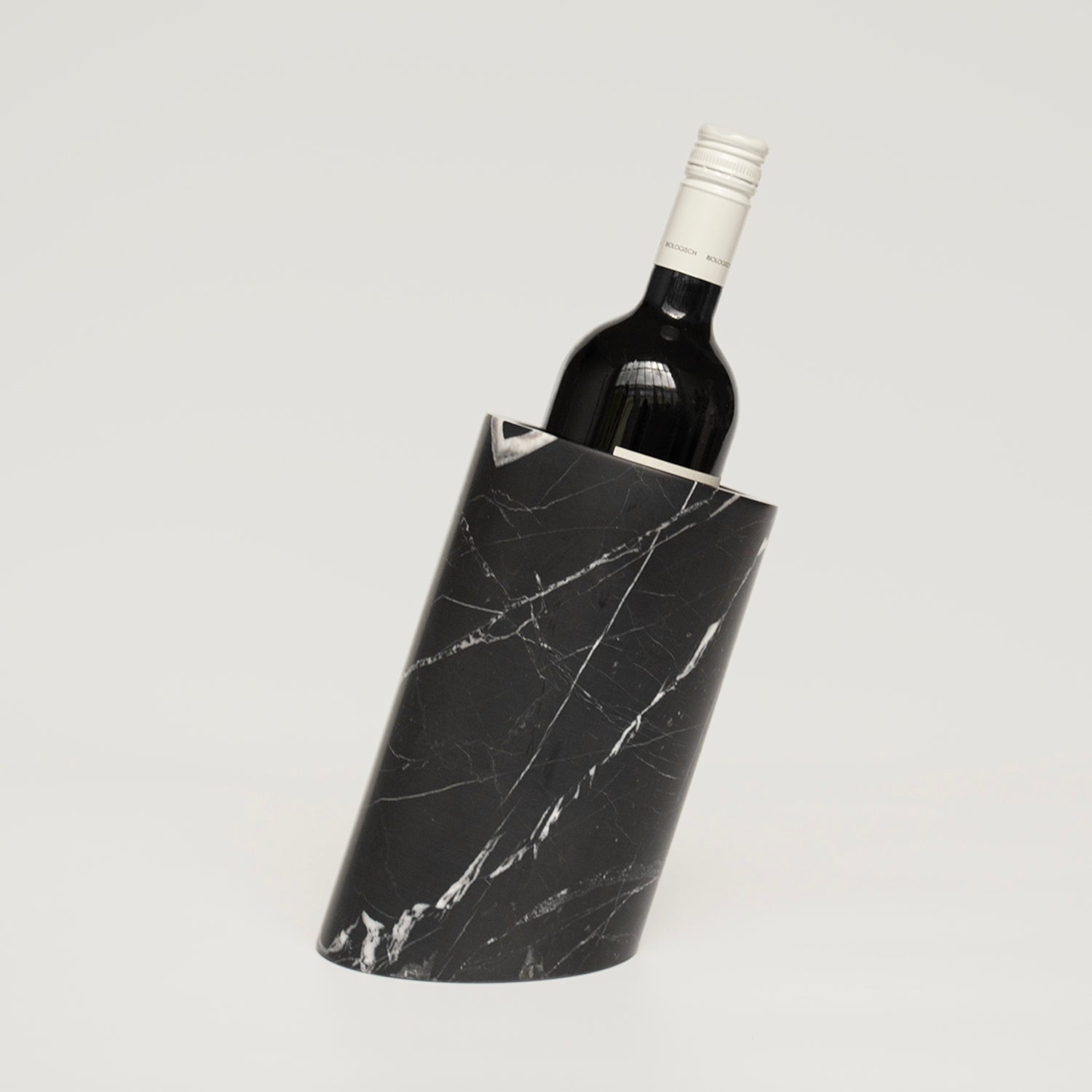 Black marble wine cooler for bottles and bar setups