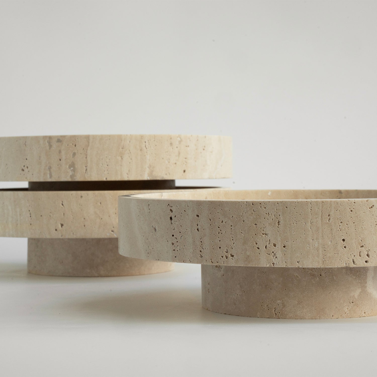 Decorative travertine fruit bowl made from natural stone