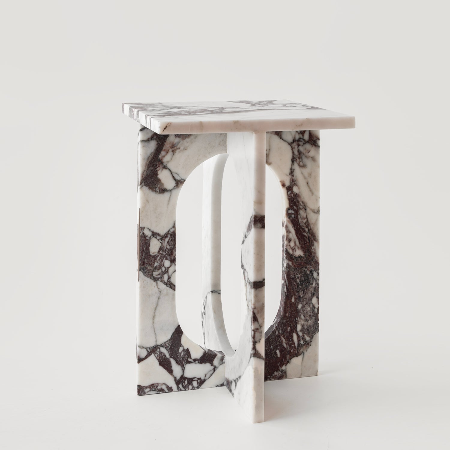 Calacatta marble side table with smooth honed finish