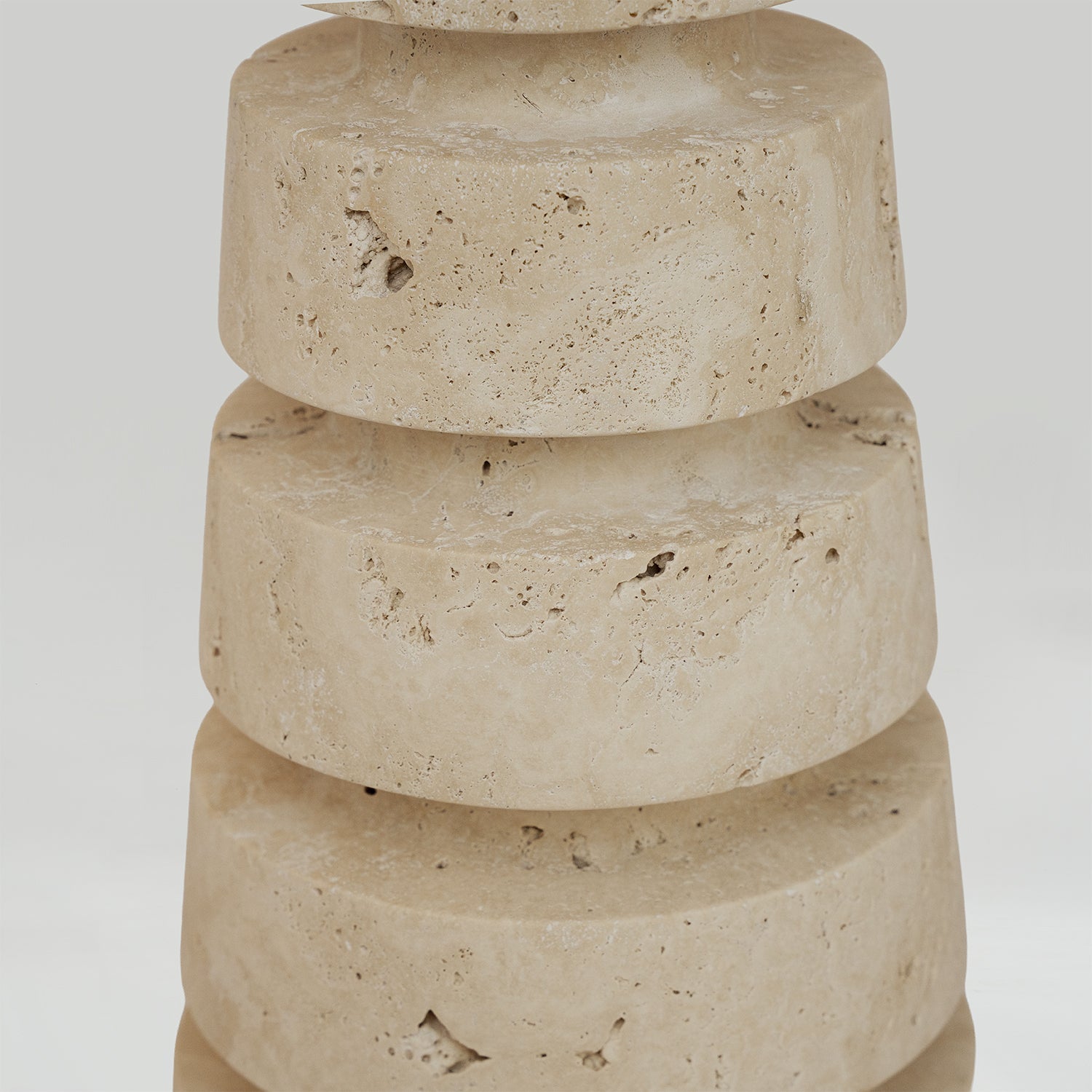 TRAVERTINE 'LAYERED CONE' SIDE TABLE