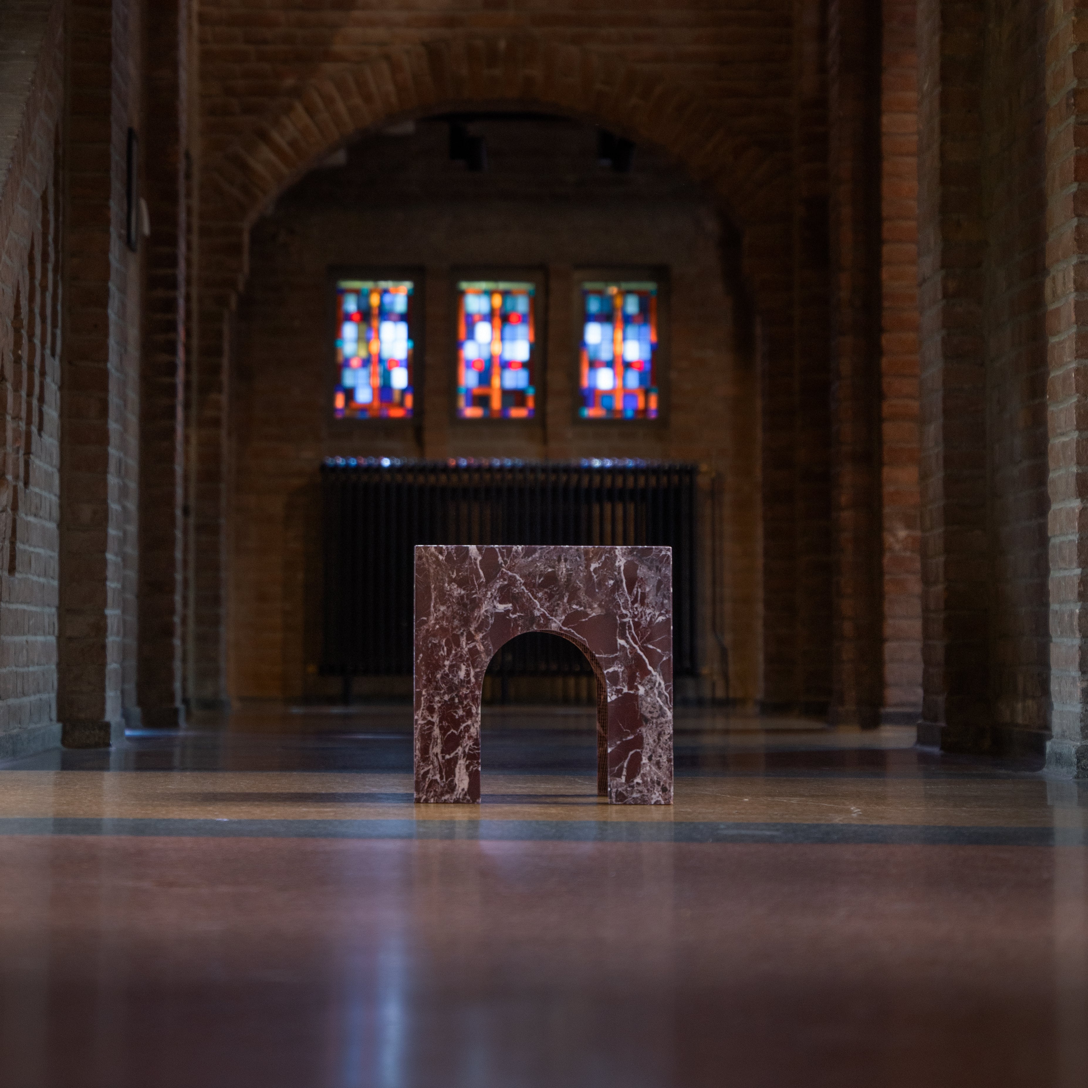 Rosso Levanto Marble Arch Side Table