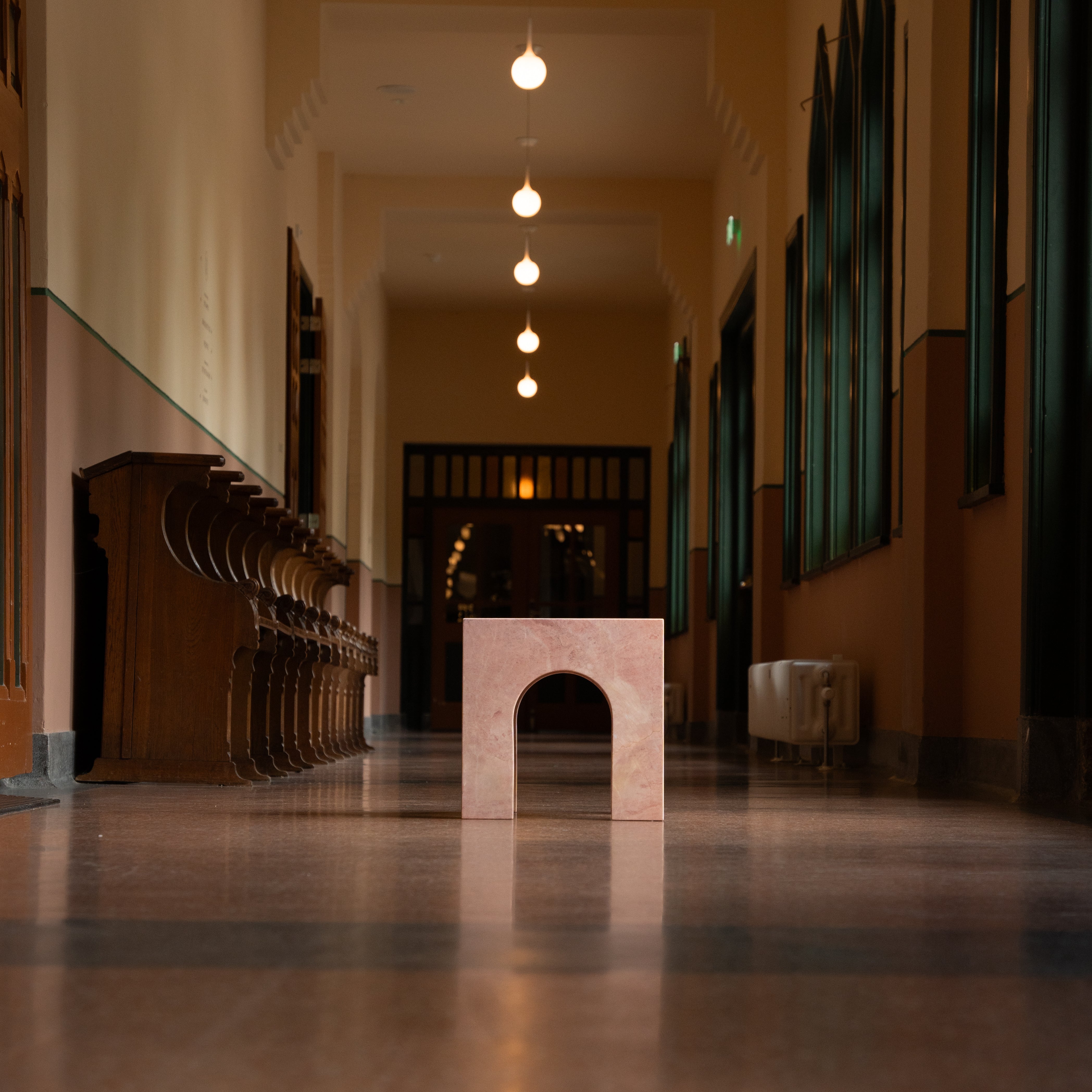 PINK MARBLE ARCH SIDE TABLE