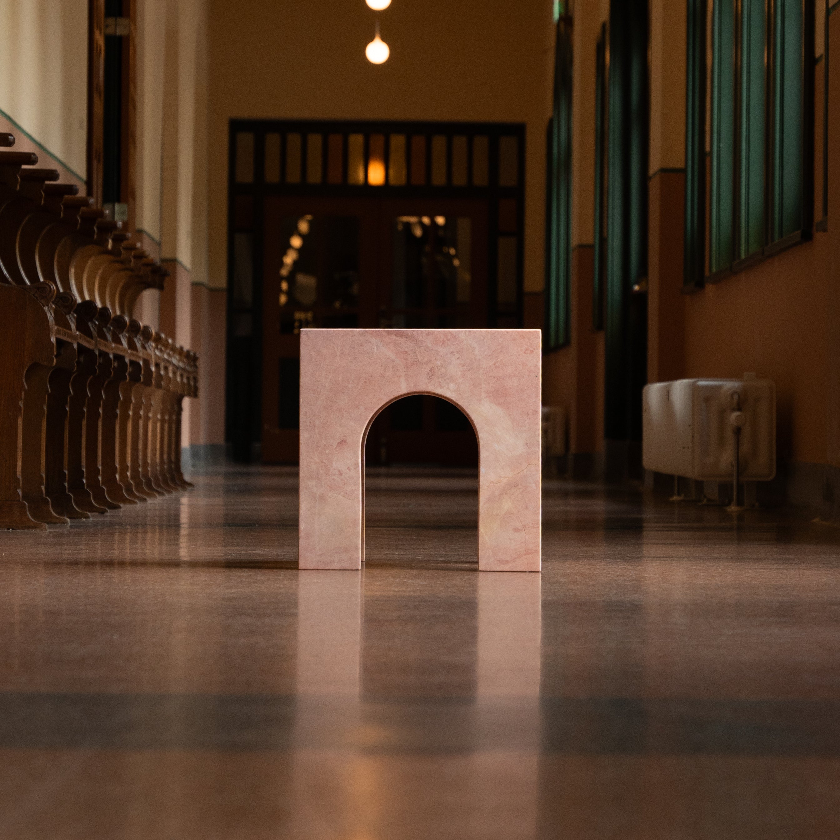 PINK MARBLE ARCH SIDE TABLE