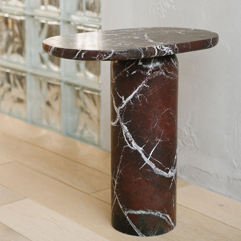 “BOLD” ROSSO LEVANTO MARBLE SIDE TABLE