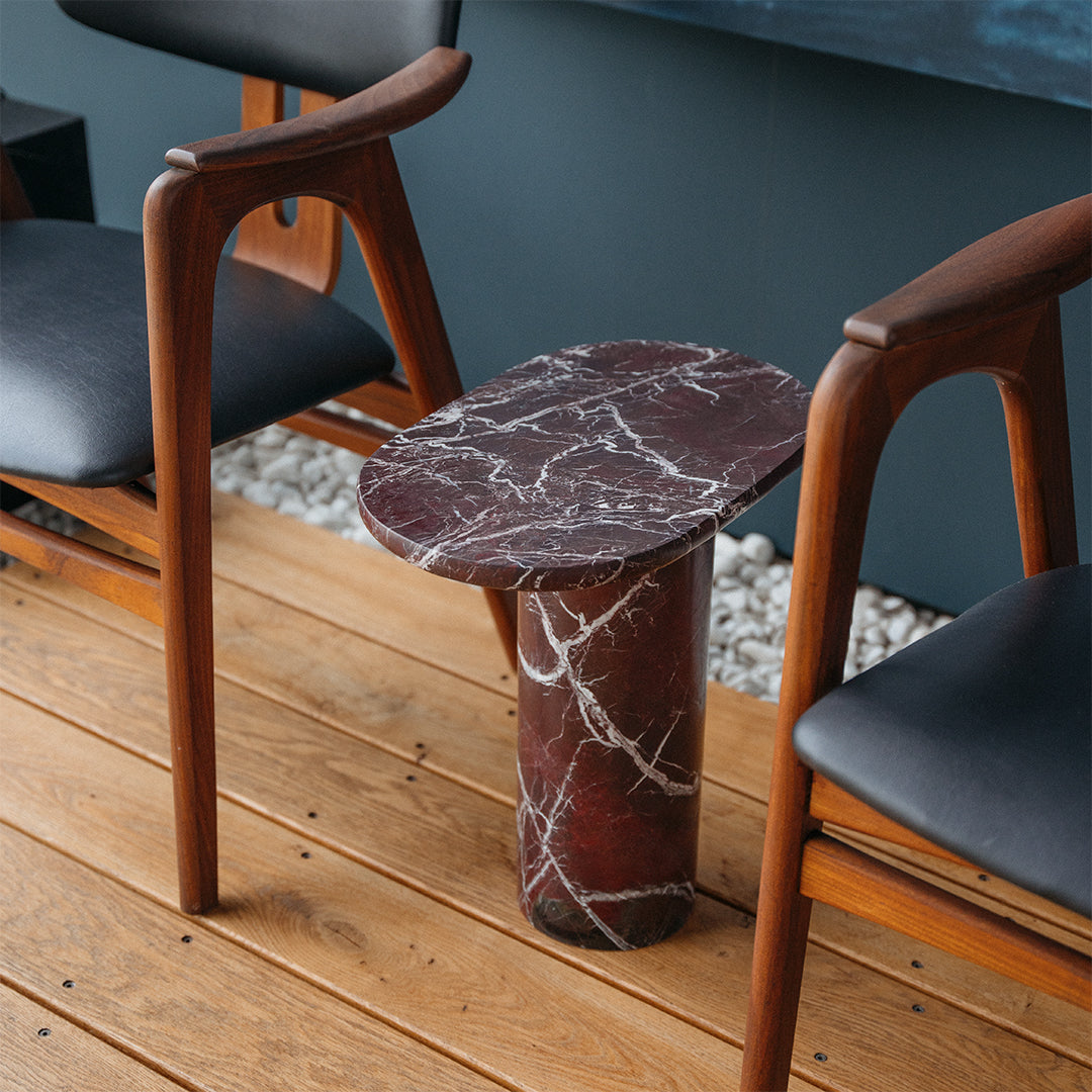 “BOLD” ROSSO LEVANTO MARBLE SIDE TABLE