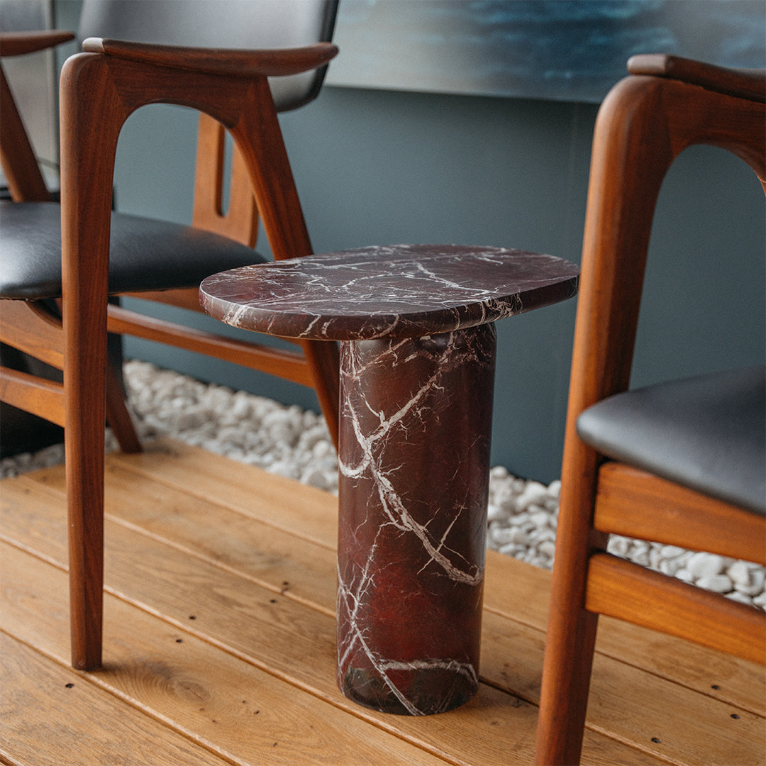 “BOLD” ROSSO LEVANTO MARBLE SIDE TABLE