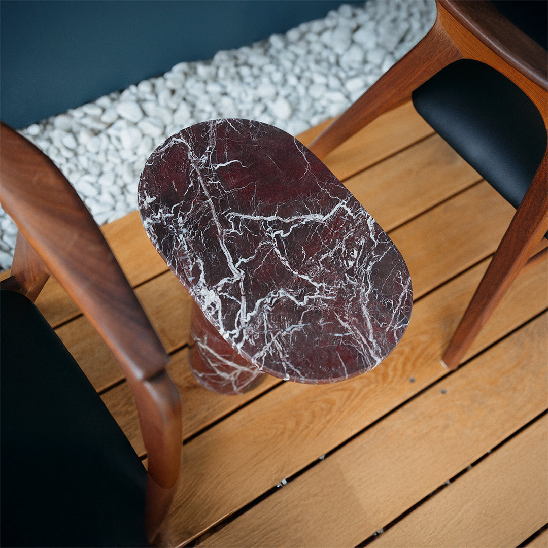 “BOLD” ROSSO LEVANTO MARBLE SIDE TABLE
