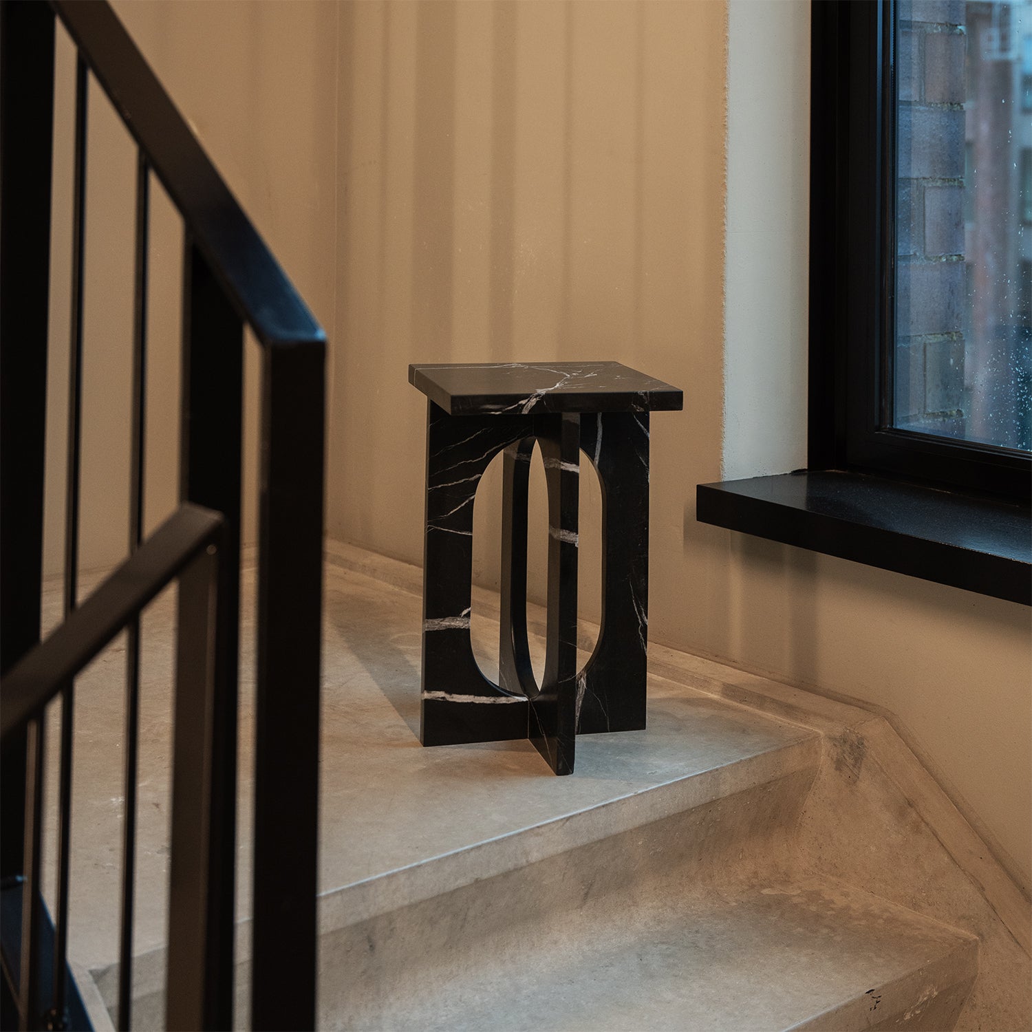 'BOND' SIDE TABLE - BLACK MARBLE