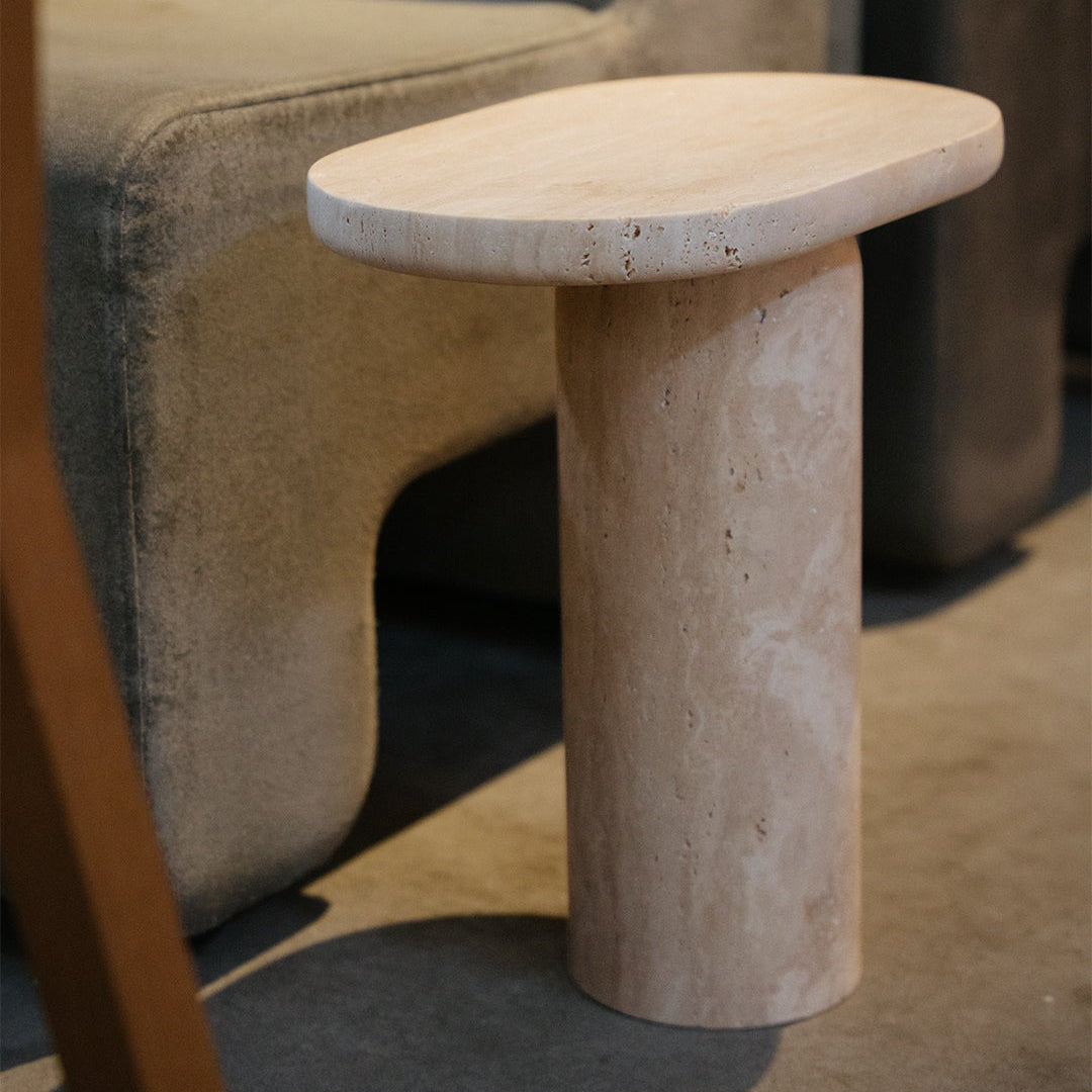 "BOLD" TRAVERTINE SIDE TABLE