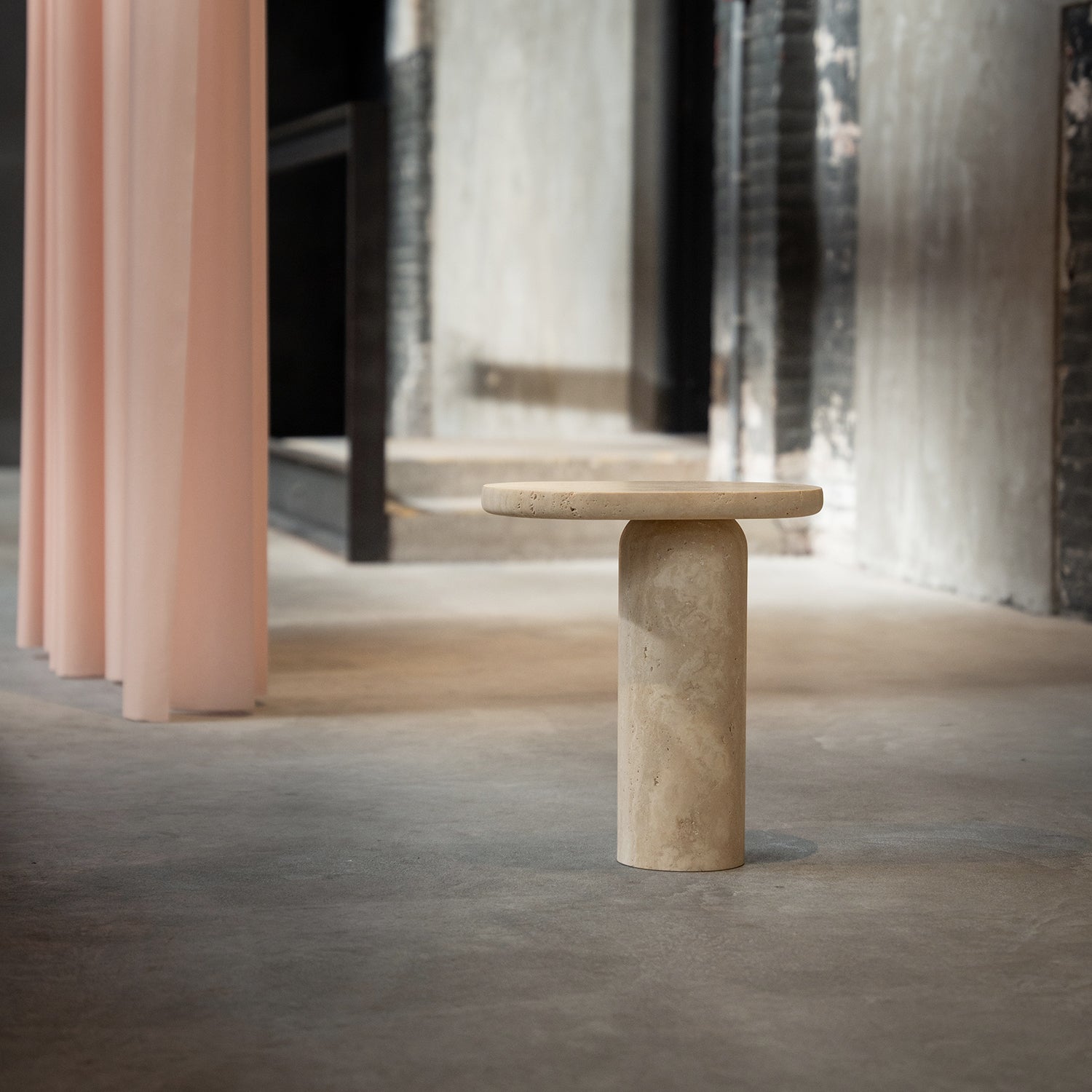 "BOLD" TRAVERTINE SIDE TABLE