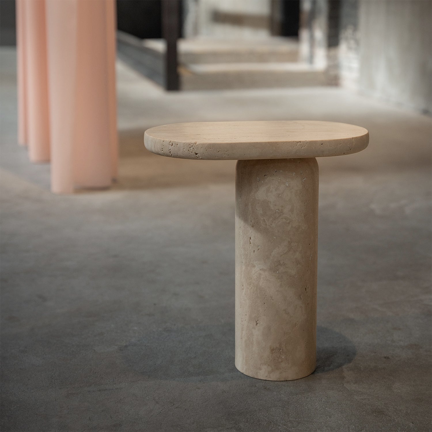 "BOLD" TRAVERTINE SIDE TABLE
