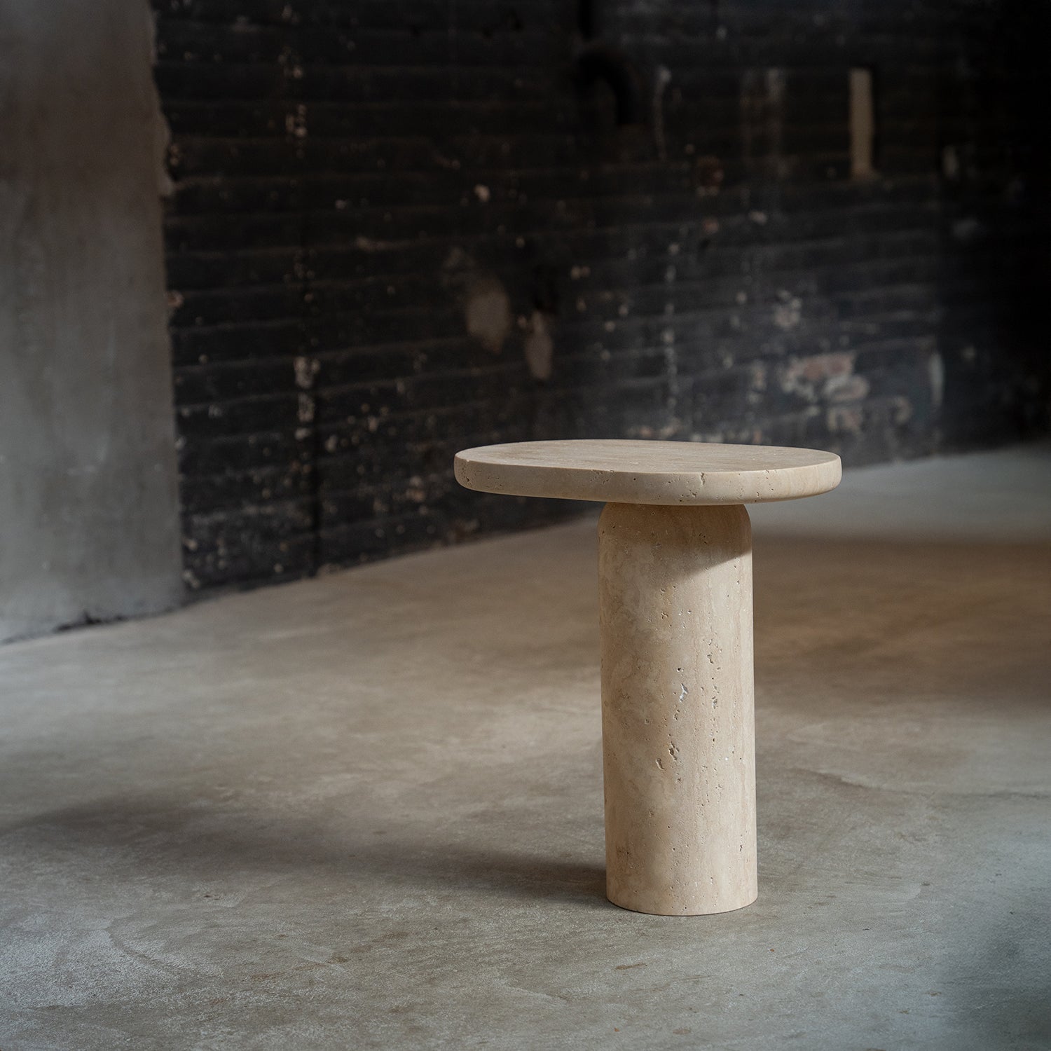 "BOLD" TRAVERTINE SIDE TABLE