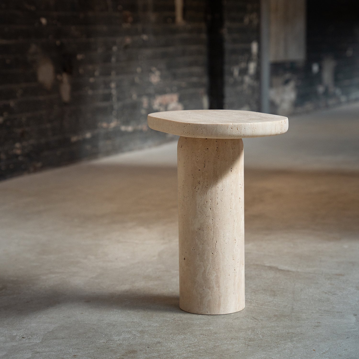 "BOLD" TRAVERTINE SIDE TABLE