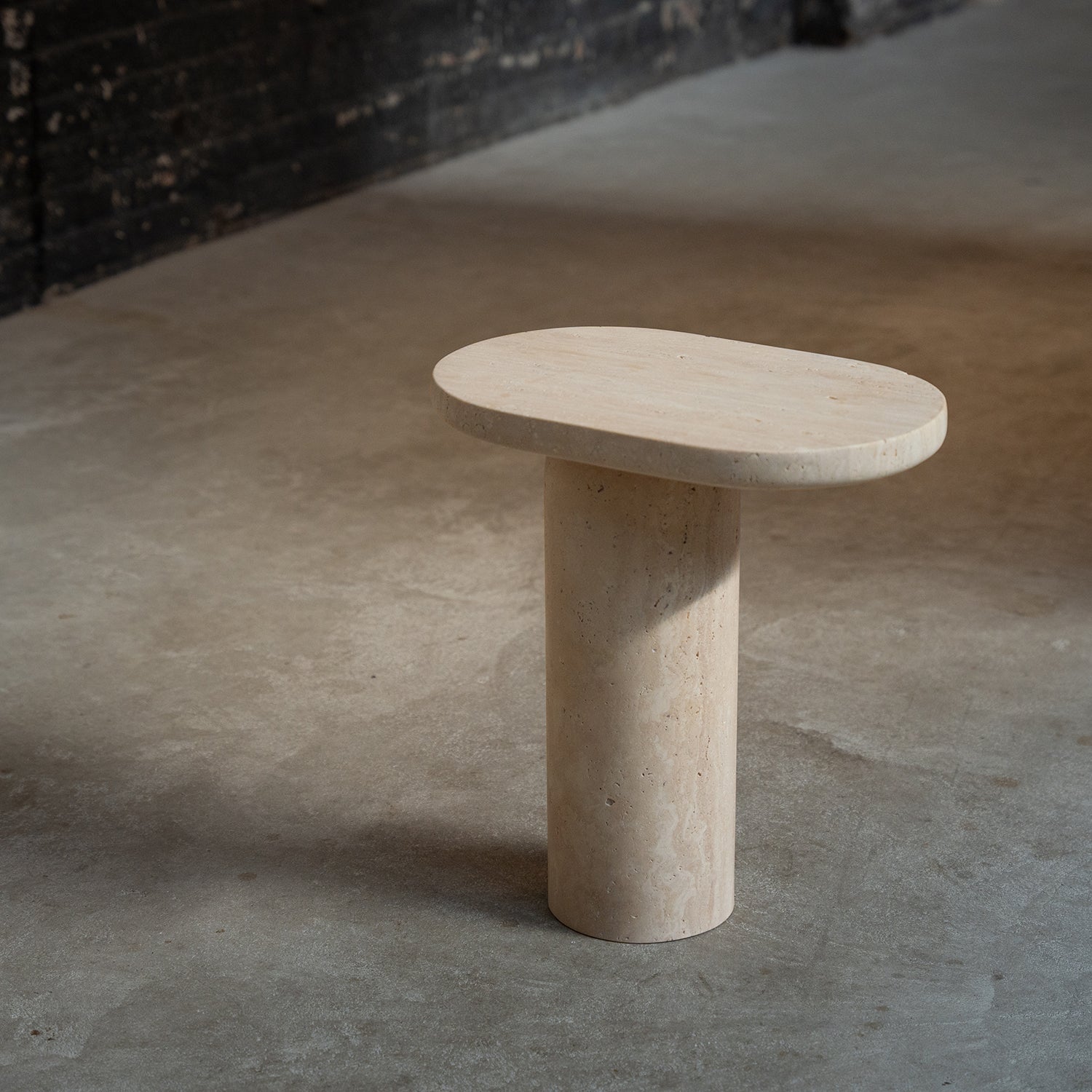 "BOLD" TRAVERTINE SIDE TABLE