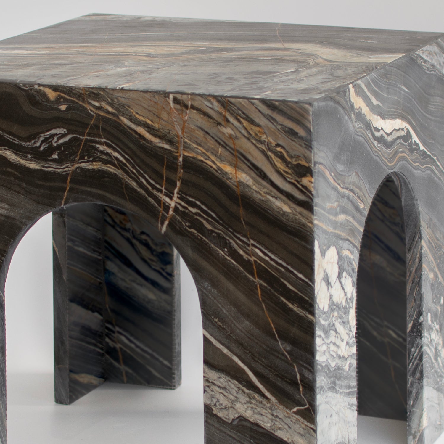 Picasso marble side table with arch base and square top