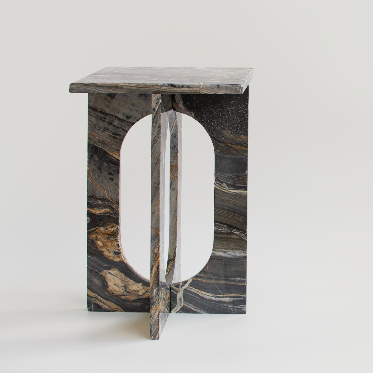 Picasso marble minimalist stone side table with clean lines
