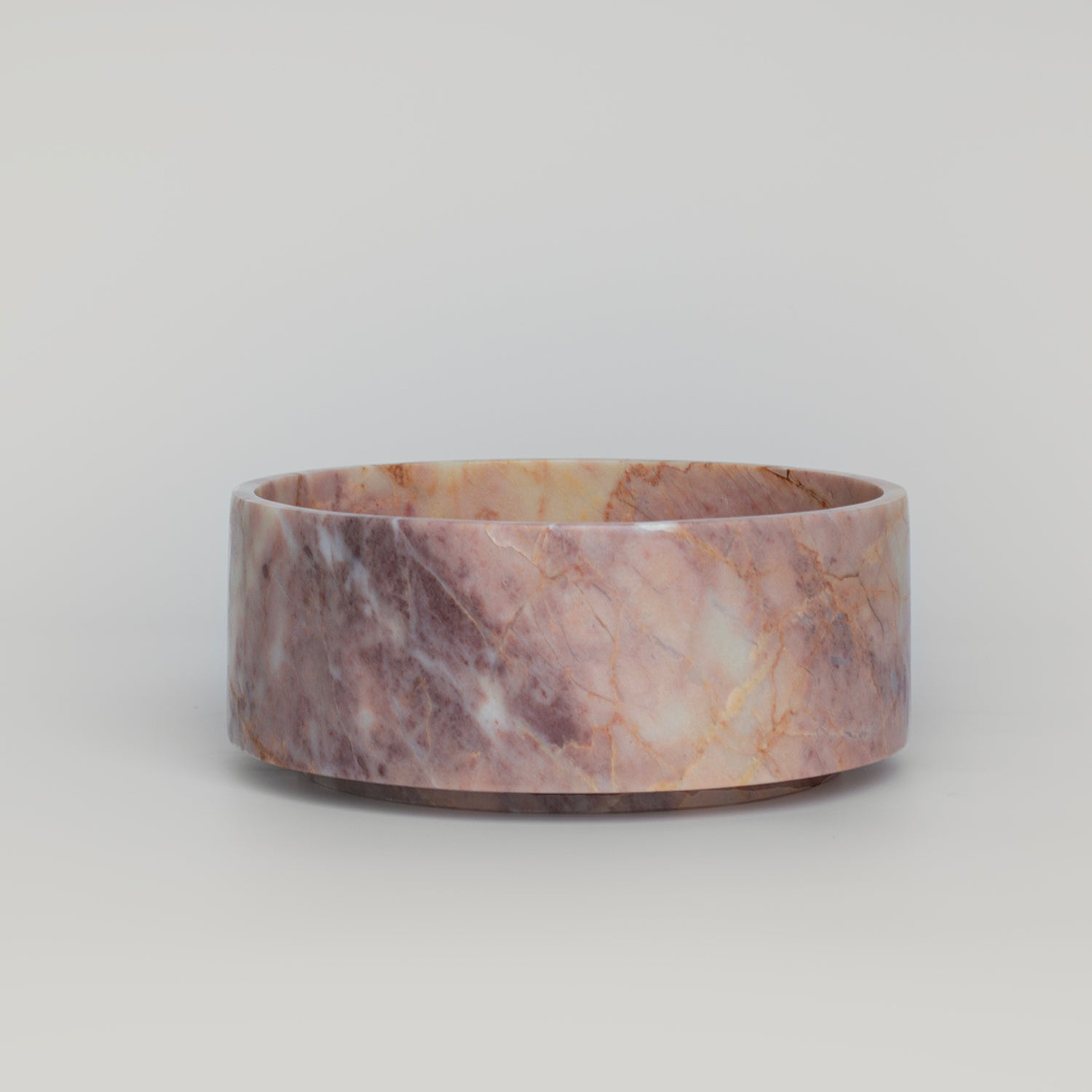 Pink marble bowl with matte finish for stone home decor