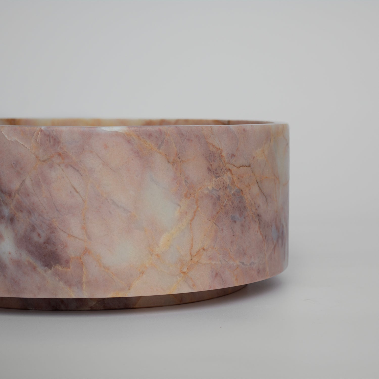 Pink marble bowl with matte finish for stone home decor