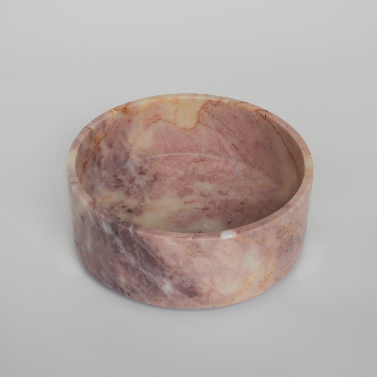 Pink marble bowl with matte finish for stone home decor