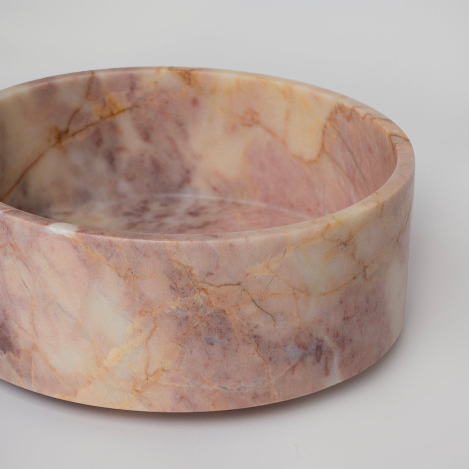 Pink marble bowl with matte finish for stone home decor