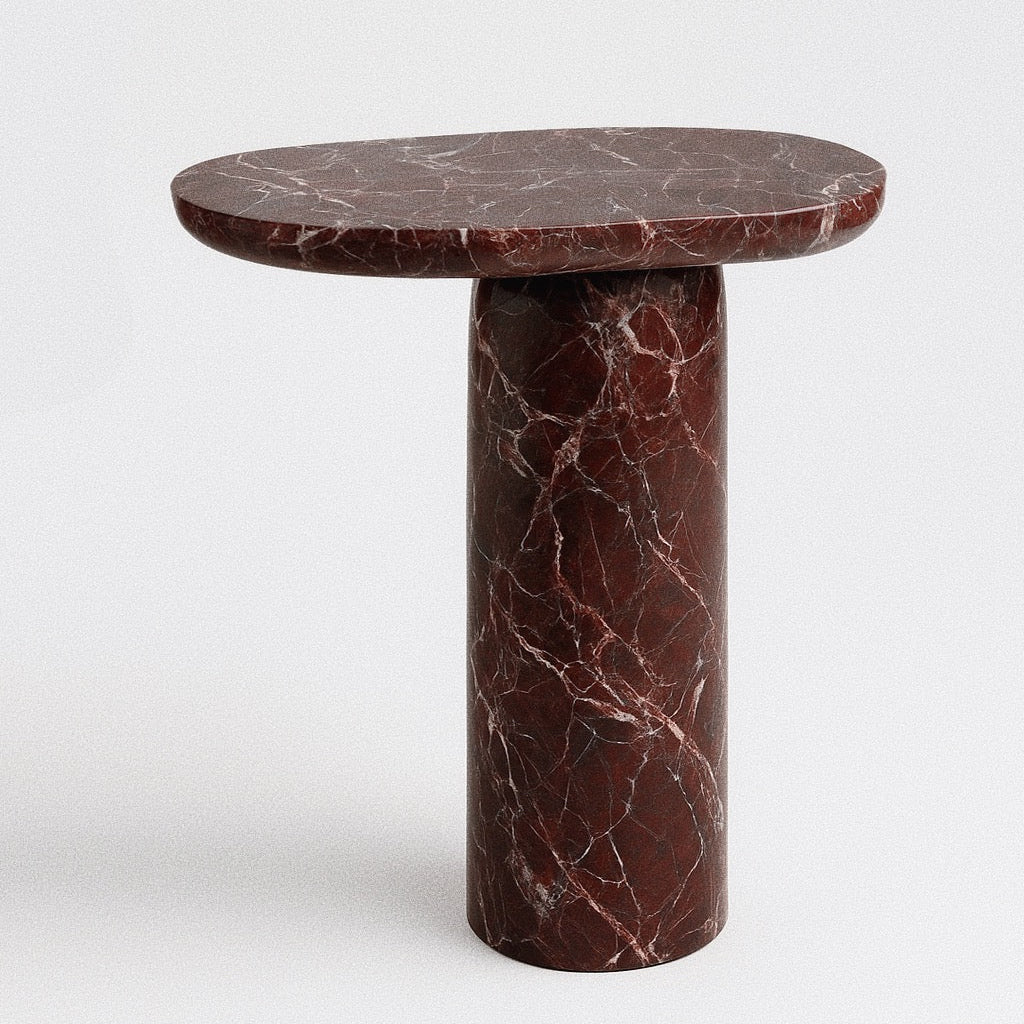 “BOLD” ROSSO LEVANTO MARBLE SIDE TABLE