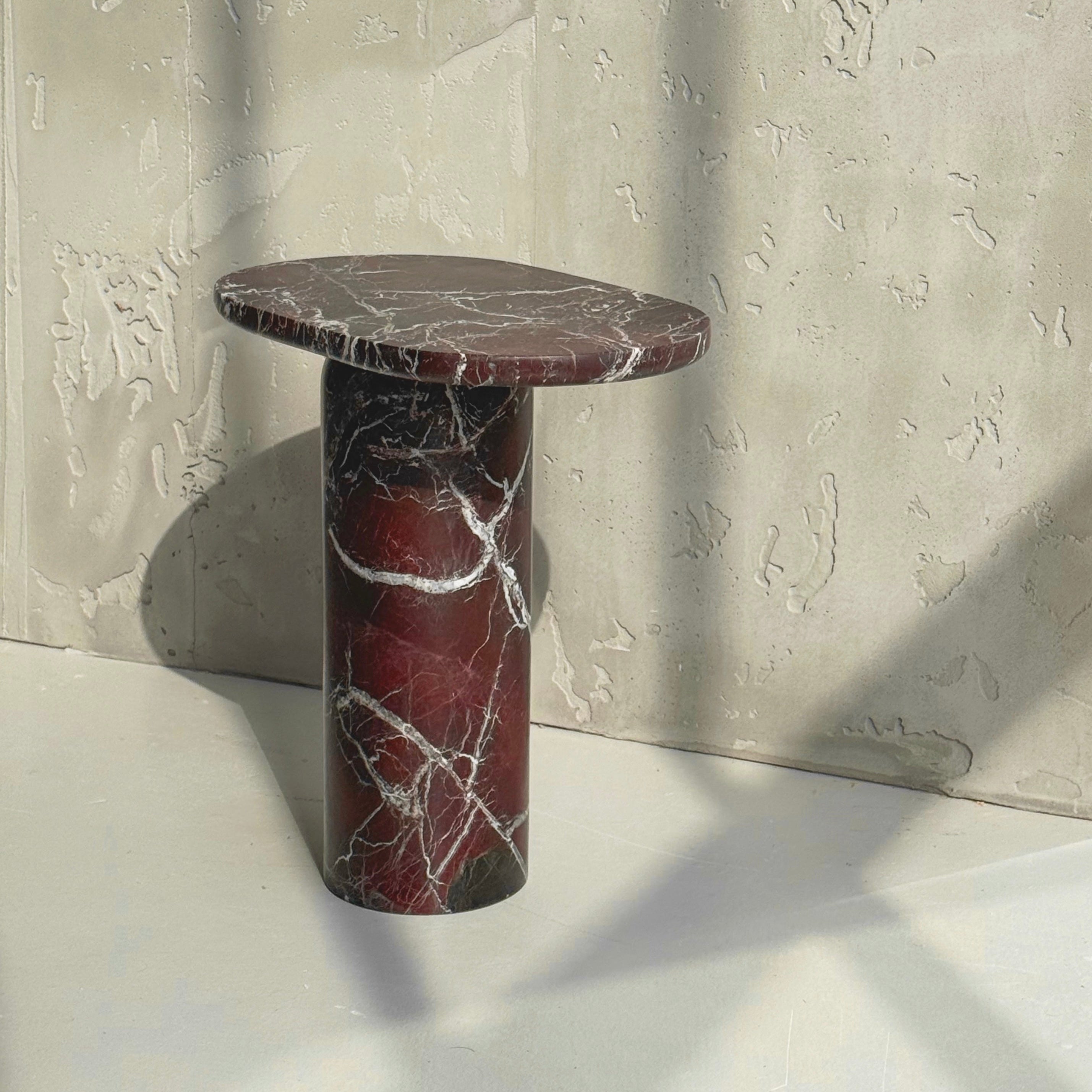 “BOLD” ROSSO LEVANTO MARBLE SIDE TABLE