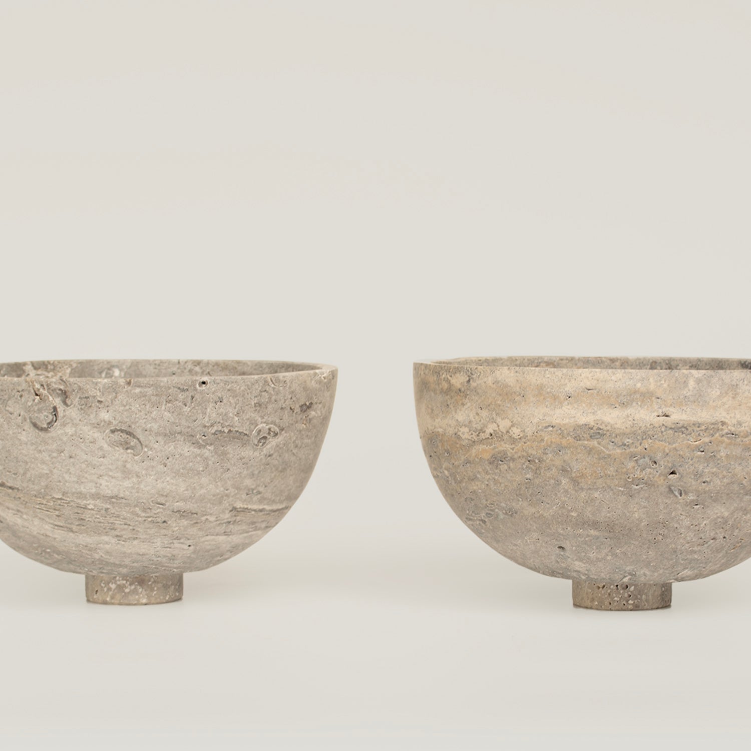 Silver travertine bowl with natural stone fruit display