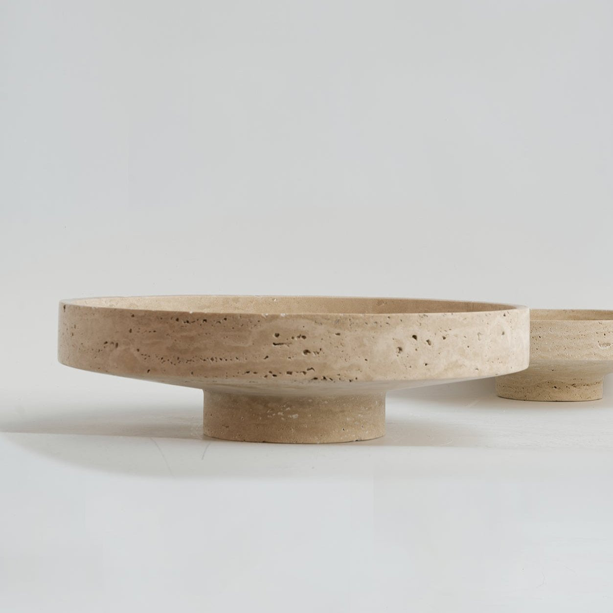 XL decorative travertine fruit bowl in natural stone