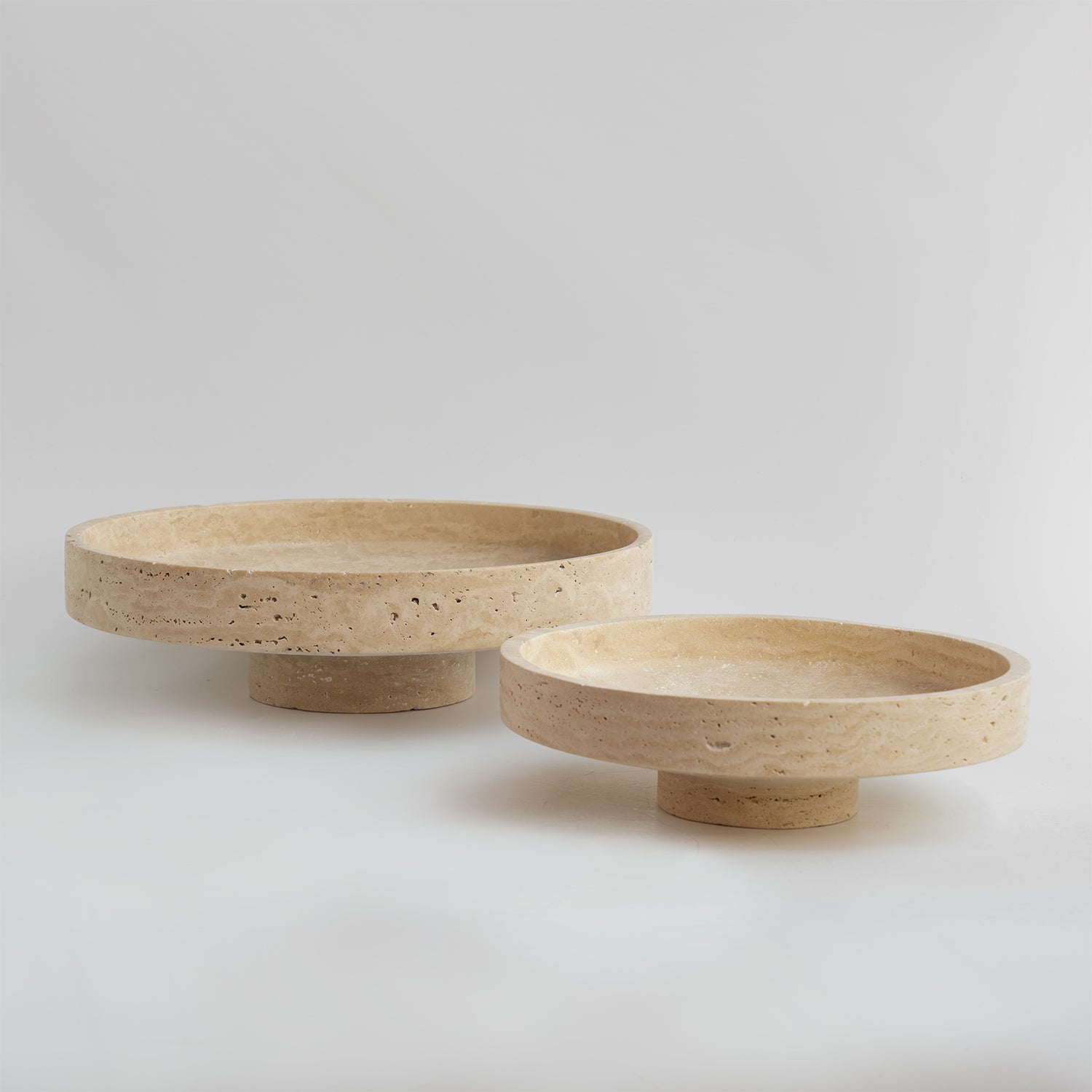 XL decorative travertine fruit bowl in natural stone