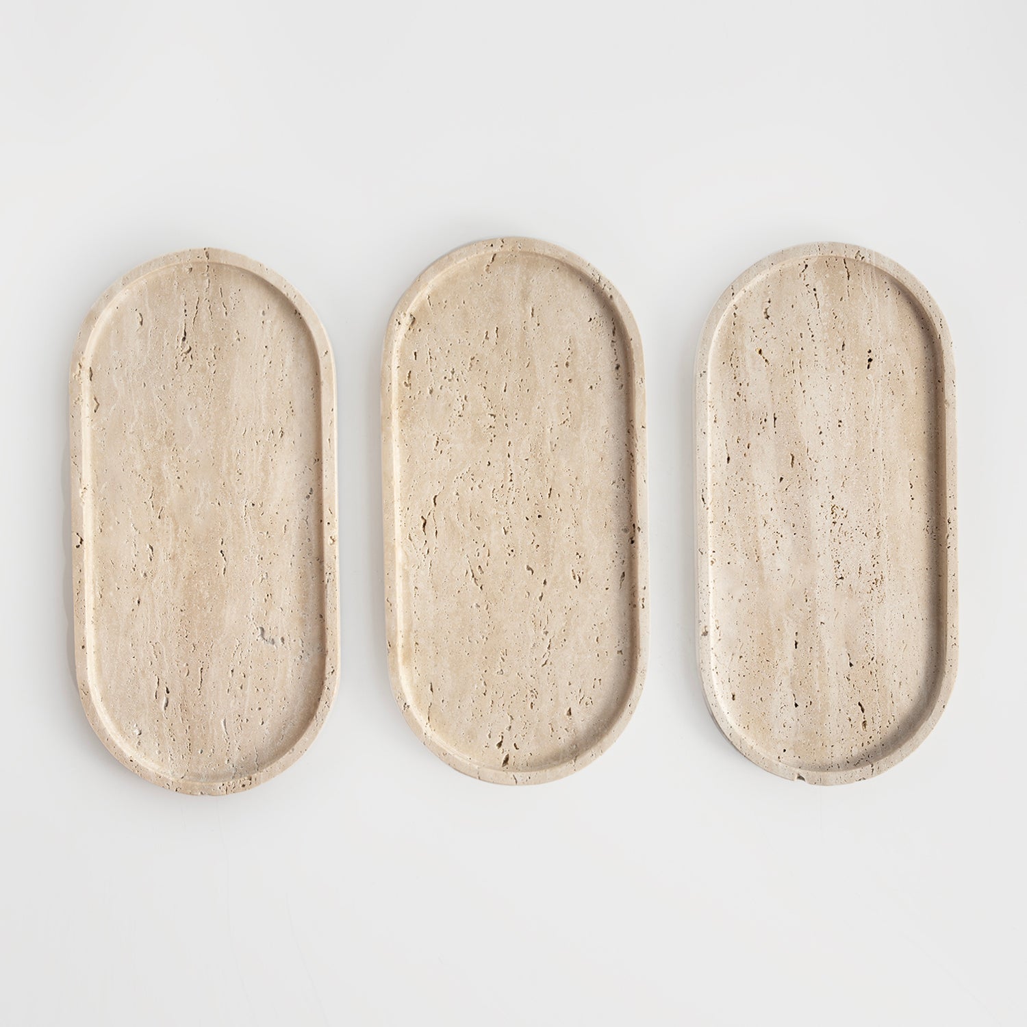 Travertine oval tray for kitchen and bathroom use
