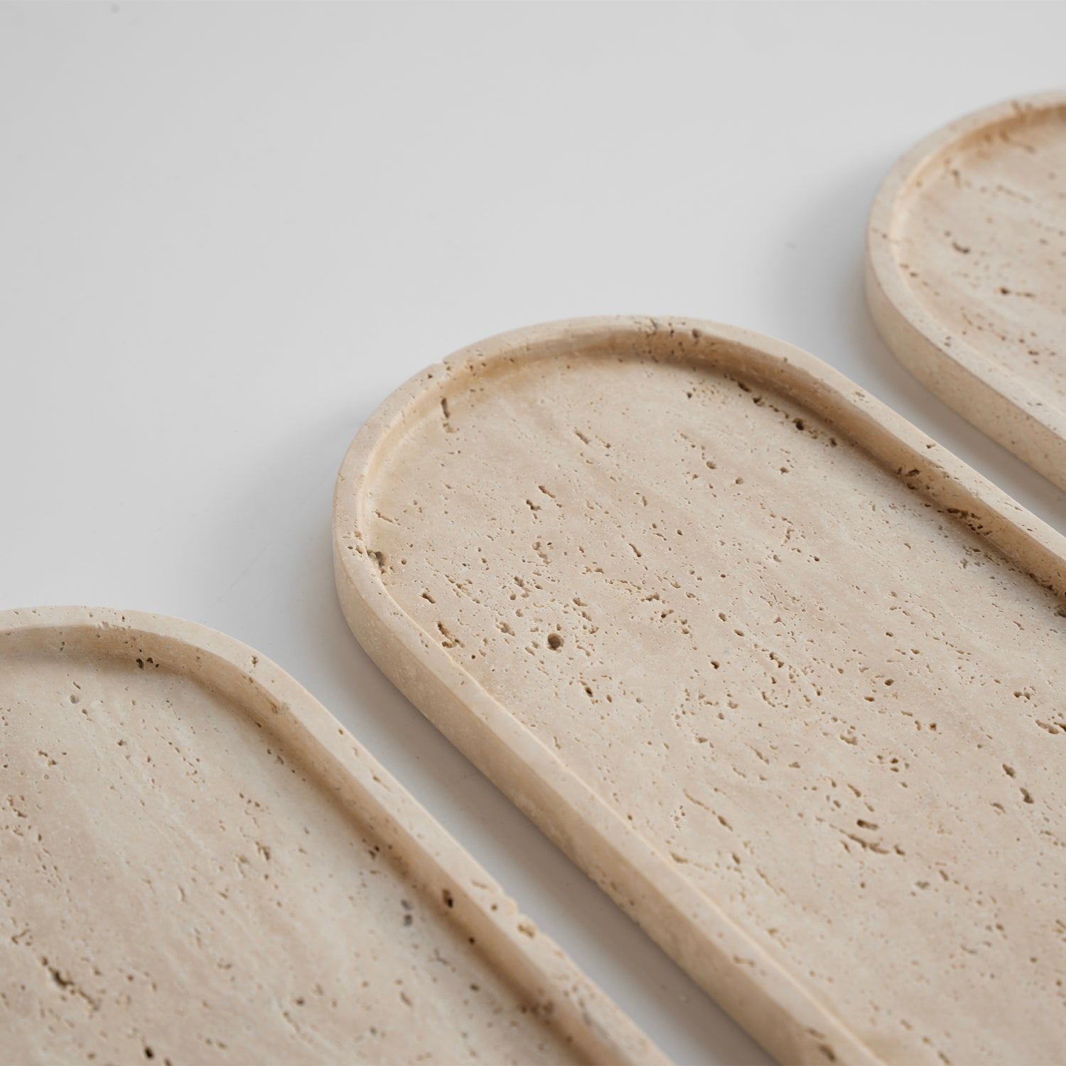 Travertine oval tray for kitchen and bathroom use