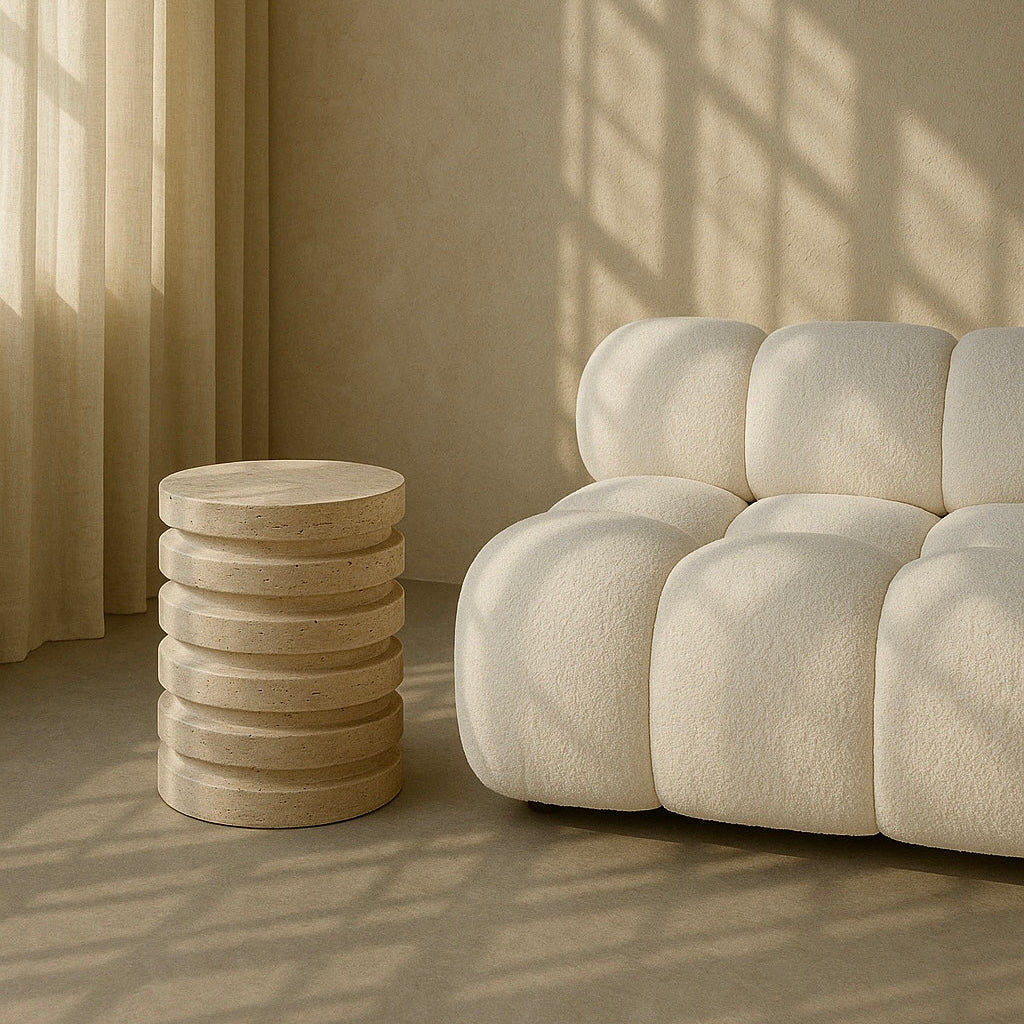 TRAVERTINE LAYER STOOL - SIDE TABLE