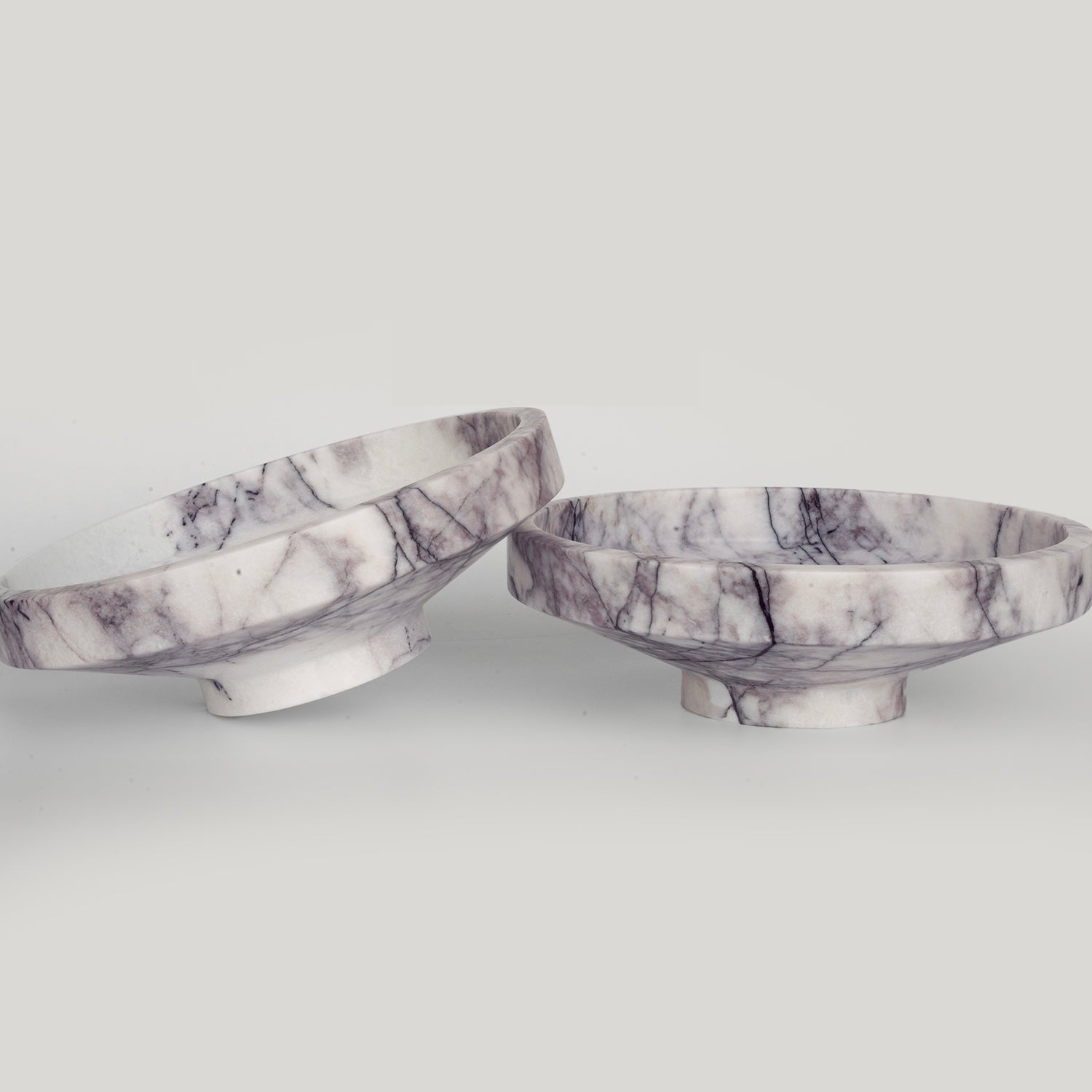 White lilac marble bowl with soft veining on display