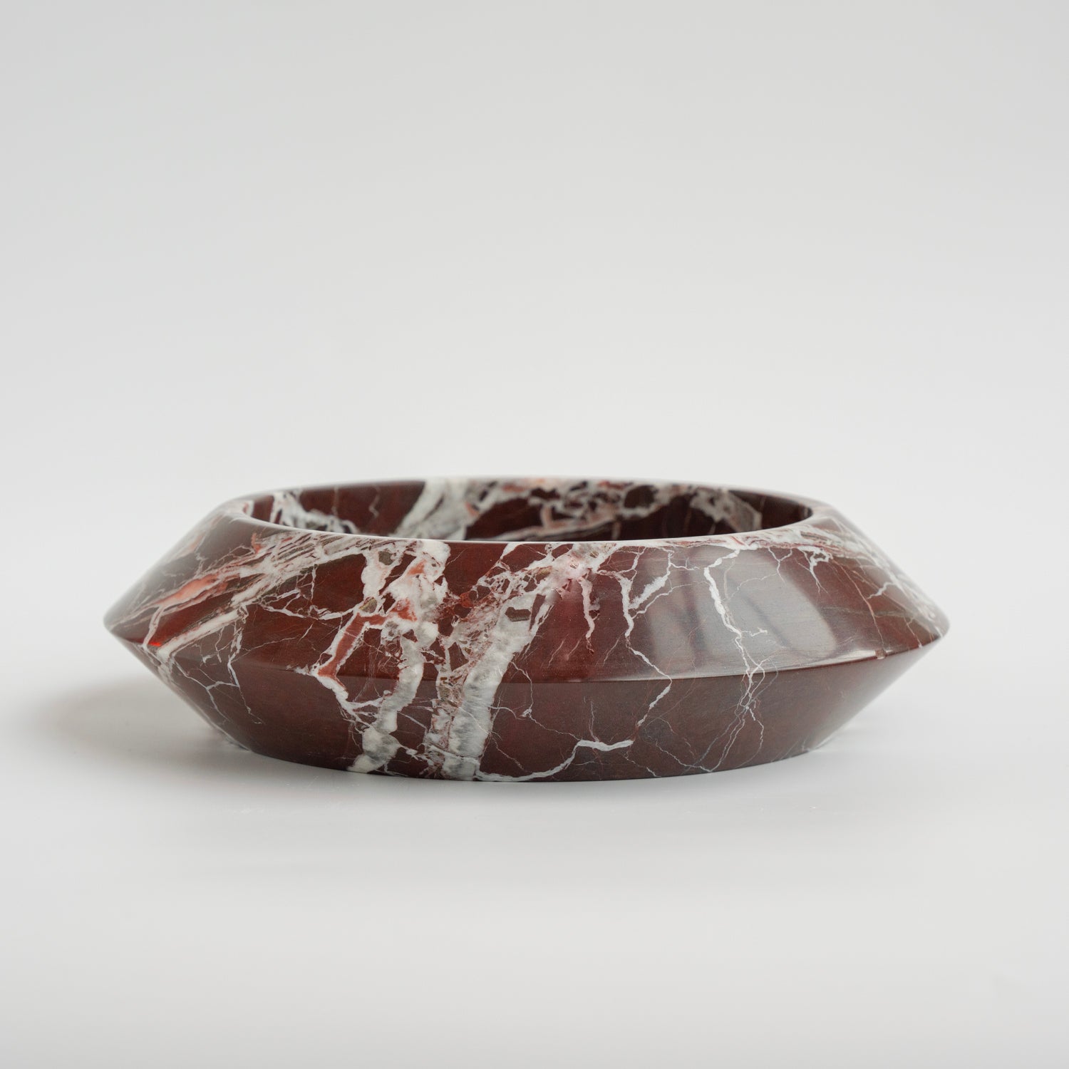 Rosso Levanto marble fruit bowl with pedestal base