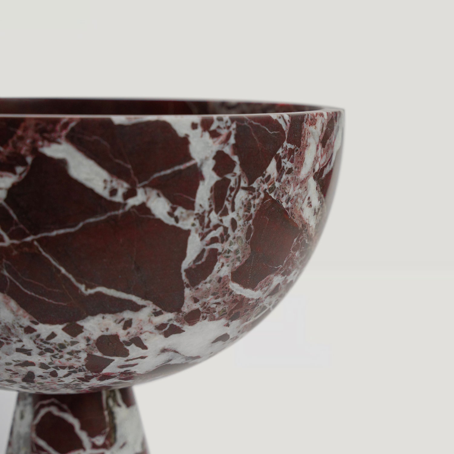 Rosso Levanto marble bowl with pedestal base – XL size
