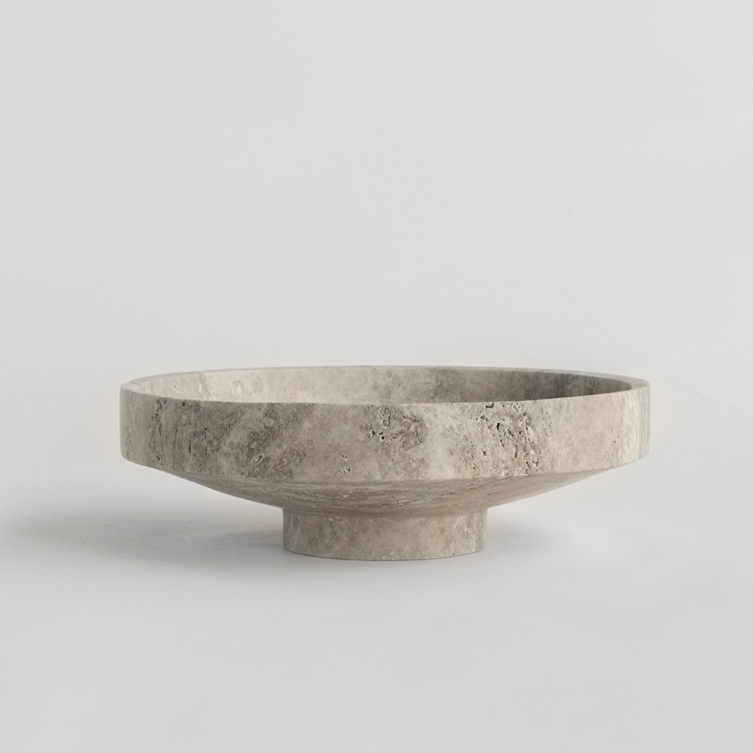 Silver travertine bowl with natural veining detail