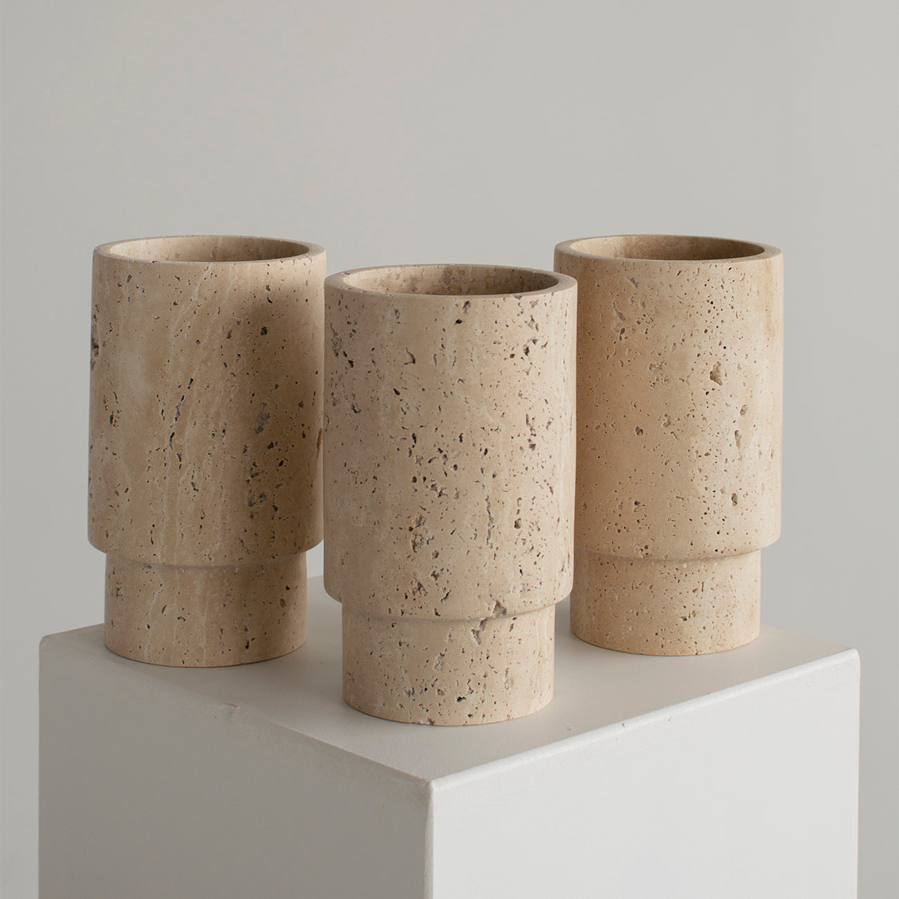Travertine wine cooler vase for marble home decor
