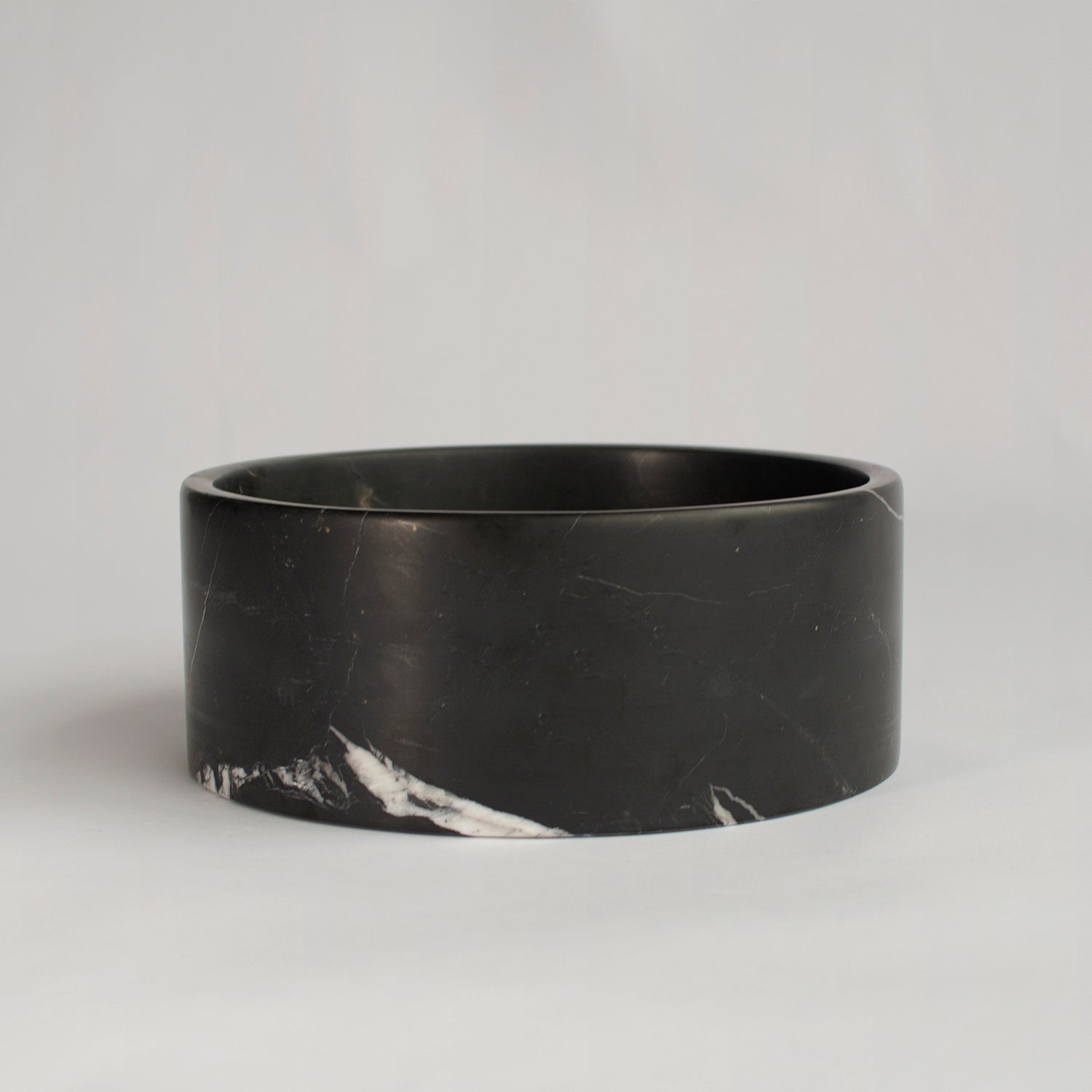 Black marble bowl with matte finish for home decor