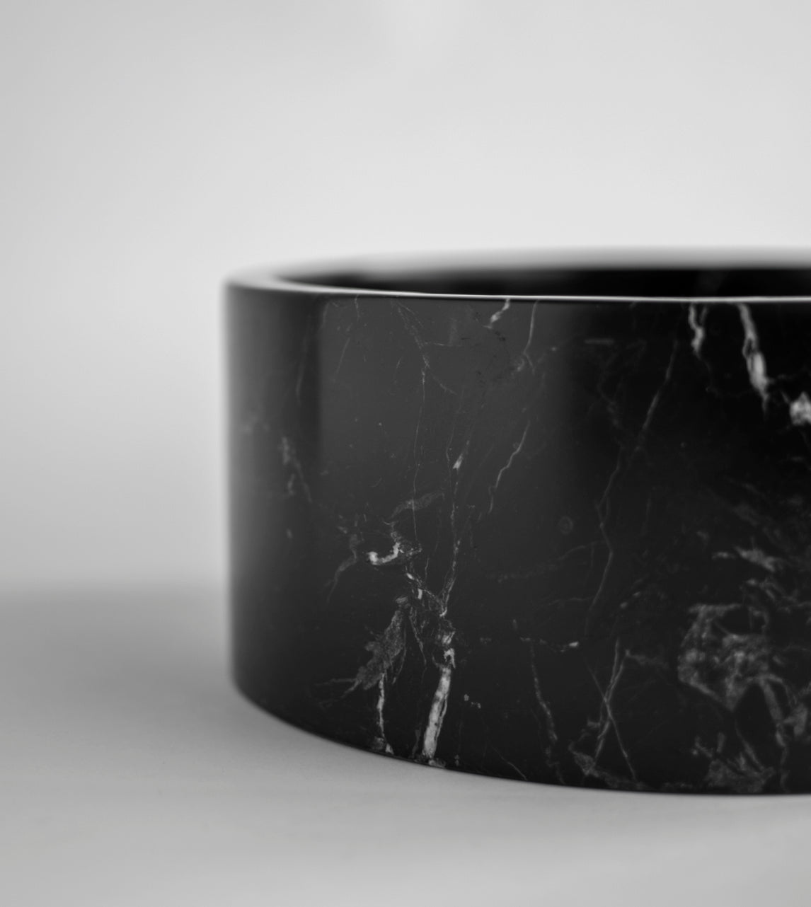 Black marble bowl with matte finish for home decor