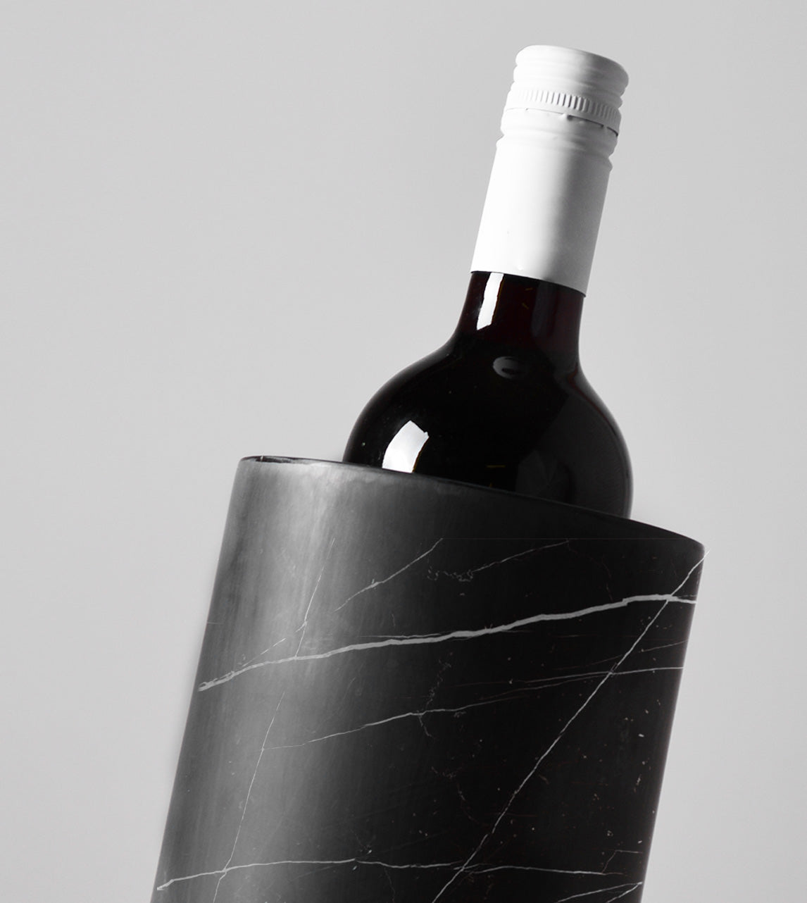 Black marble wine cooler for bottles and bar setups