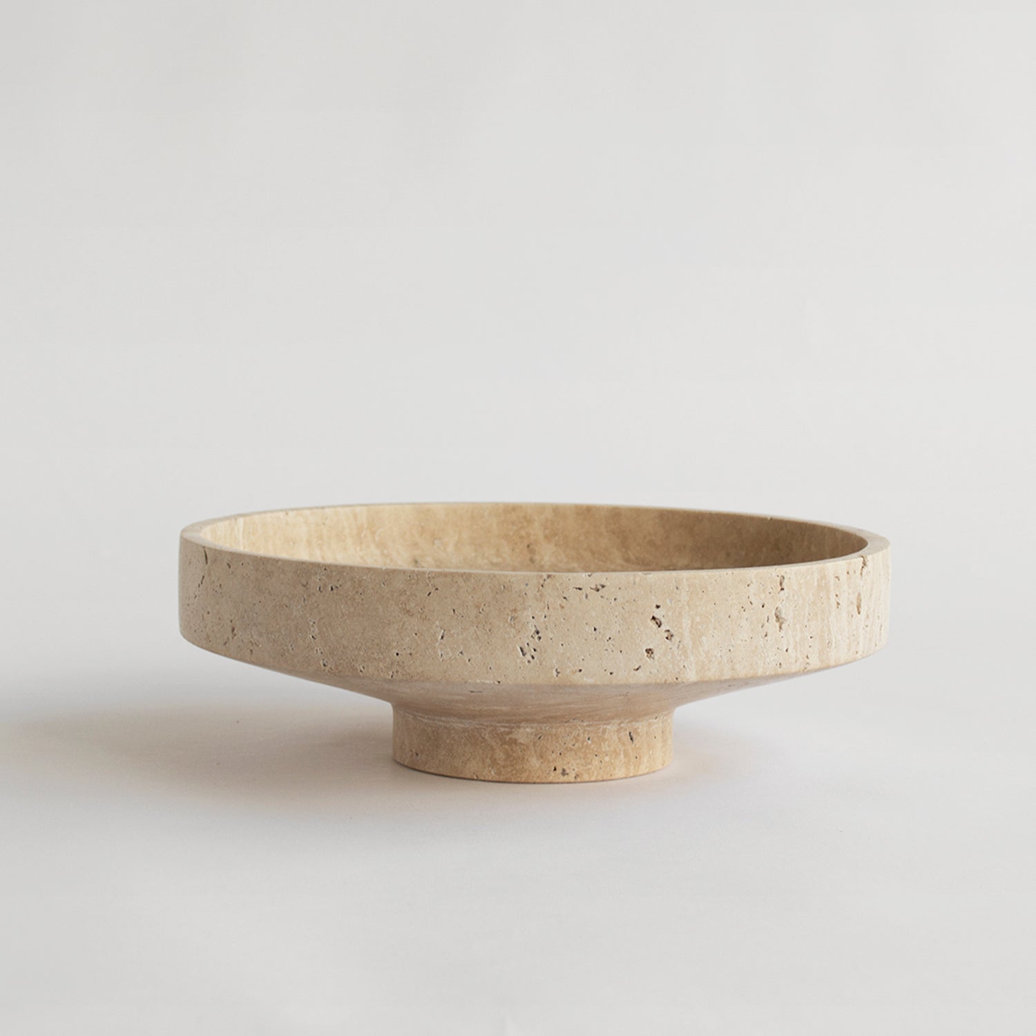Travertine narrow bowl for home decor and fruit display