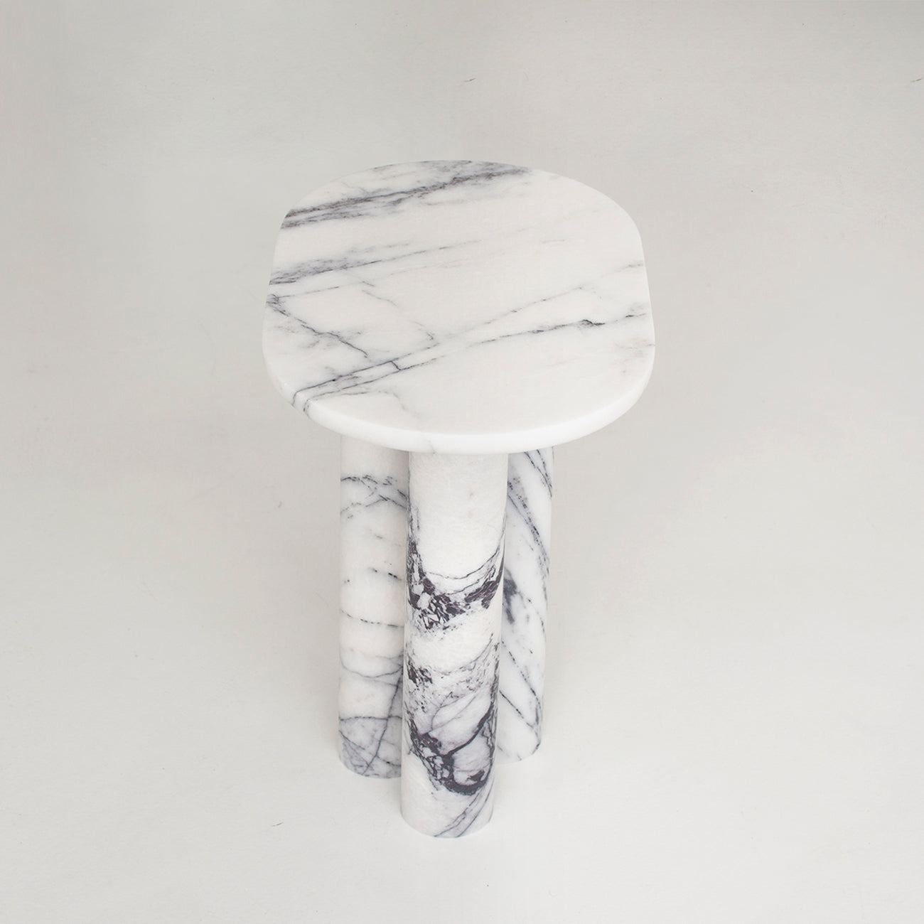 Lilac marble side table with grey stone veins