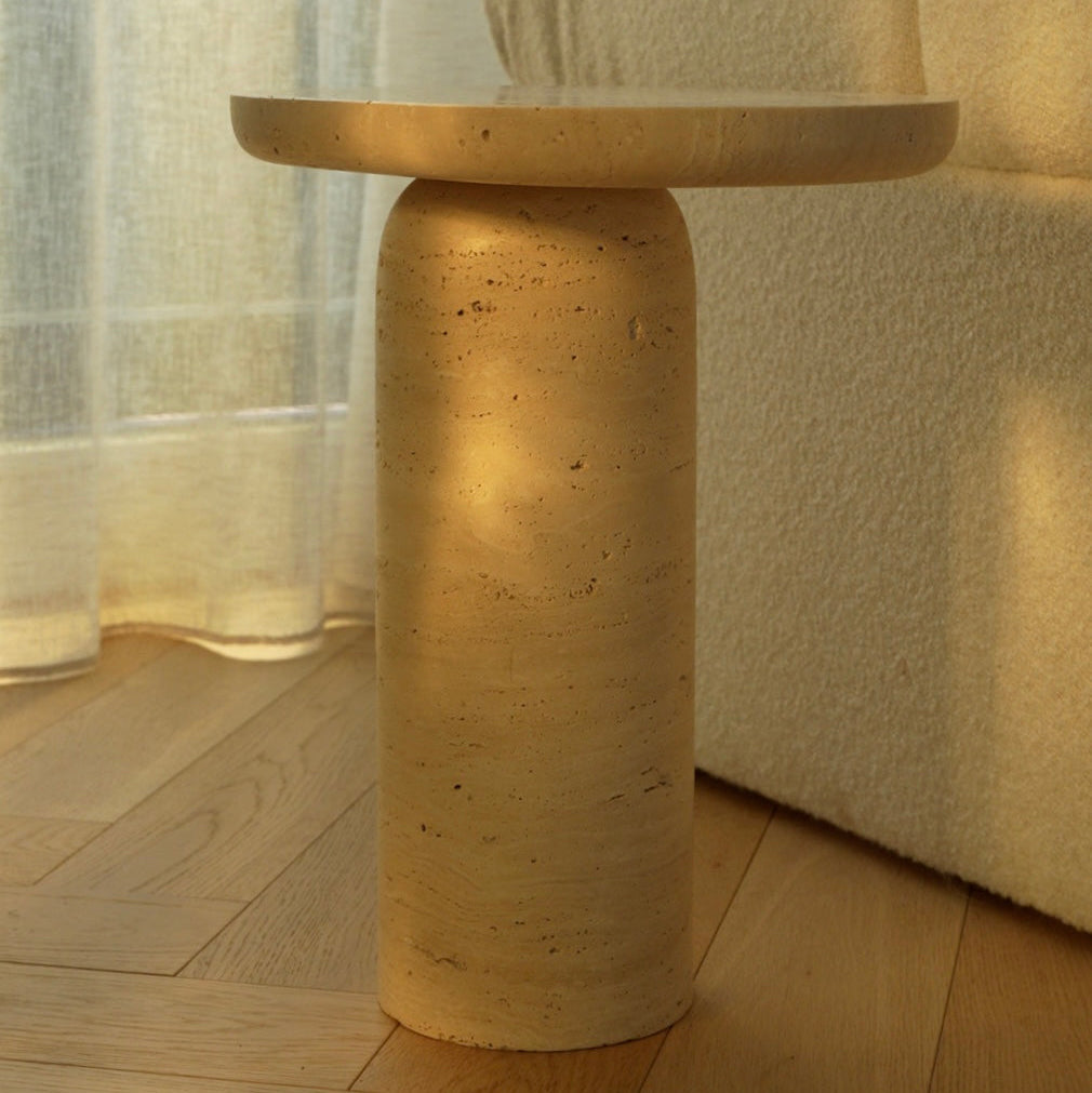 "BOLD" TRAVERTINE SIDE TABLE