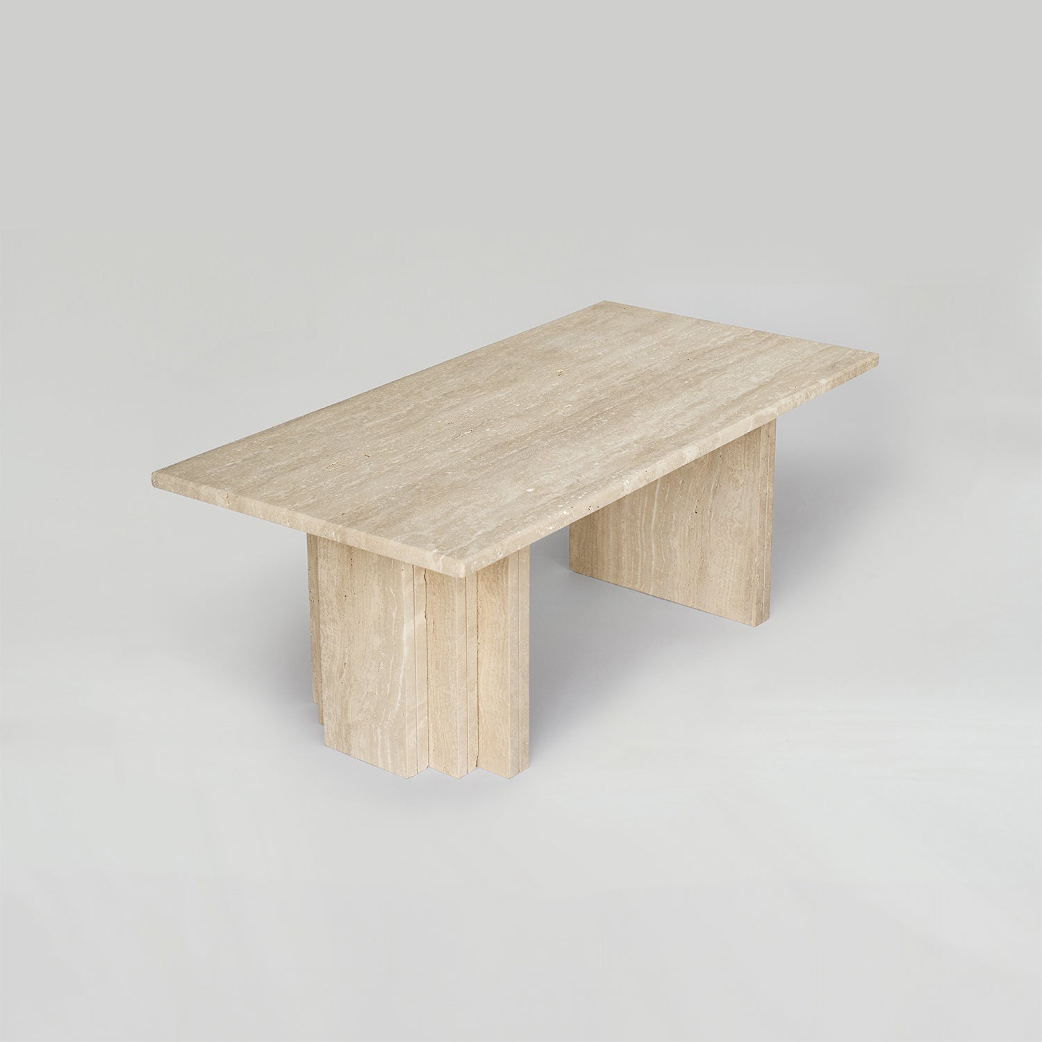 TRAVERTINE - GLASS COFFEE TABLE 'BRUT'