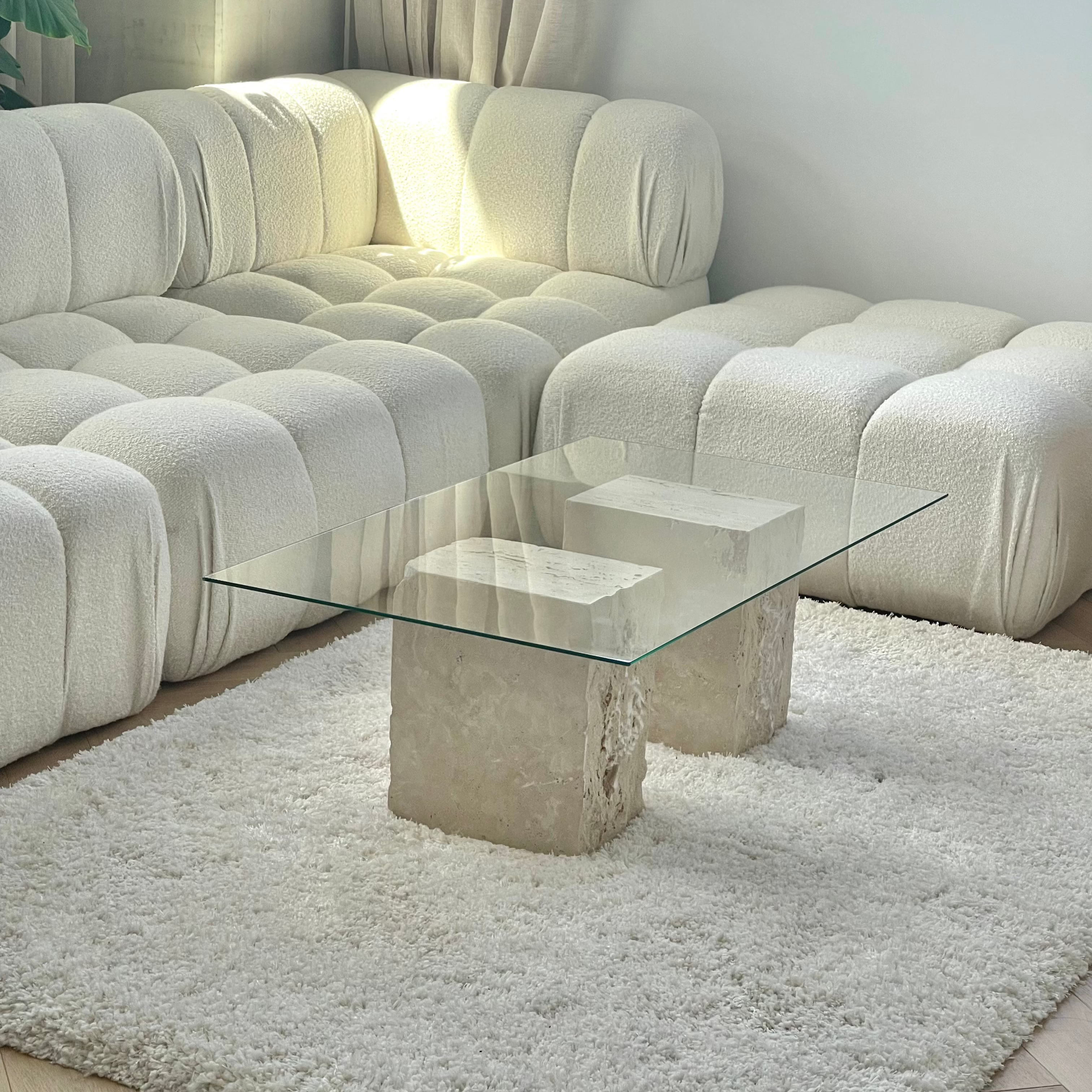 TRAVERTINE BLOCK SIDE TABLE