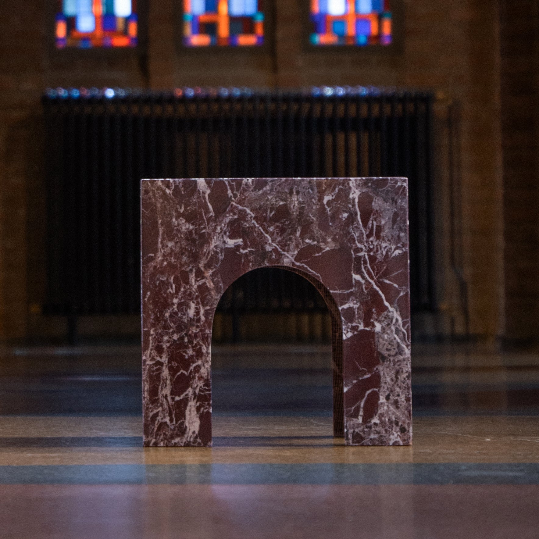 Rosso Levanto Marble Arch Side Table