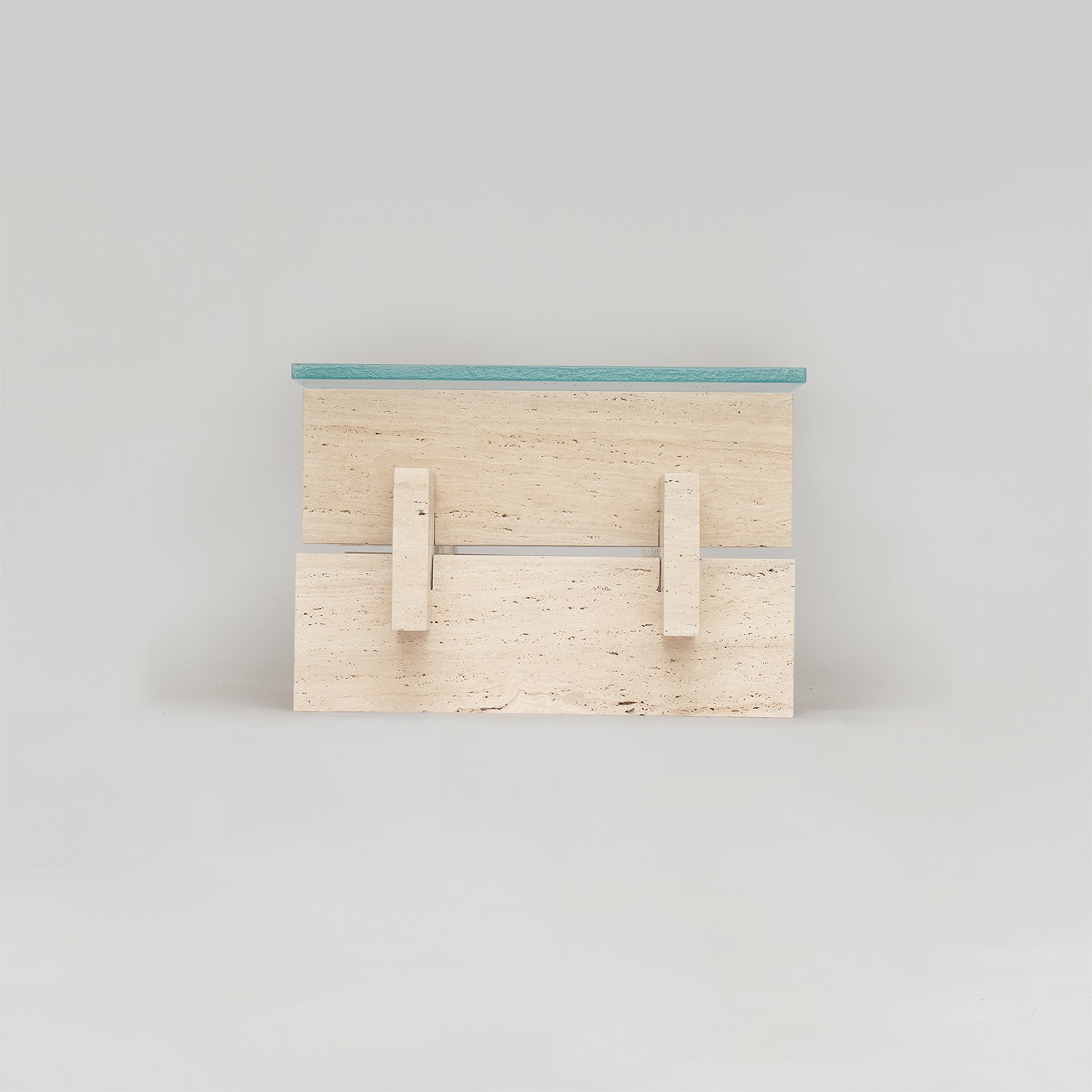 TRAVERTINE - GLASS COFFEE TABLE 'BERLIN'